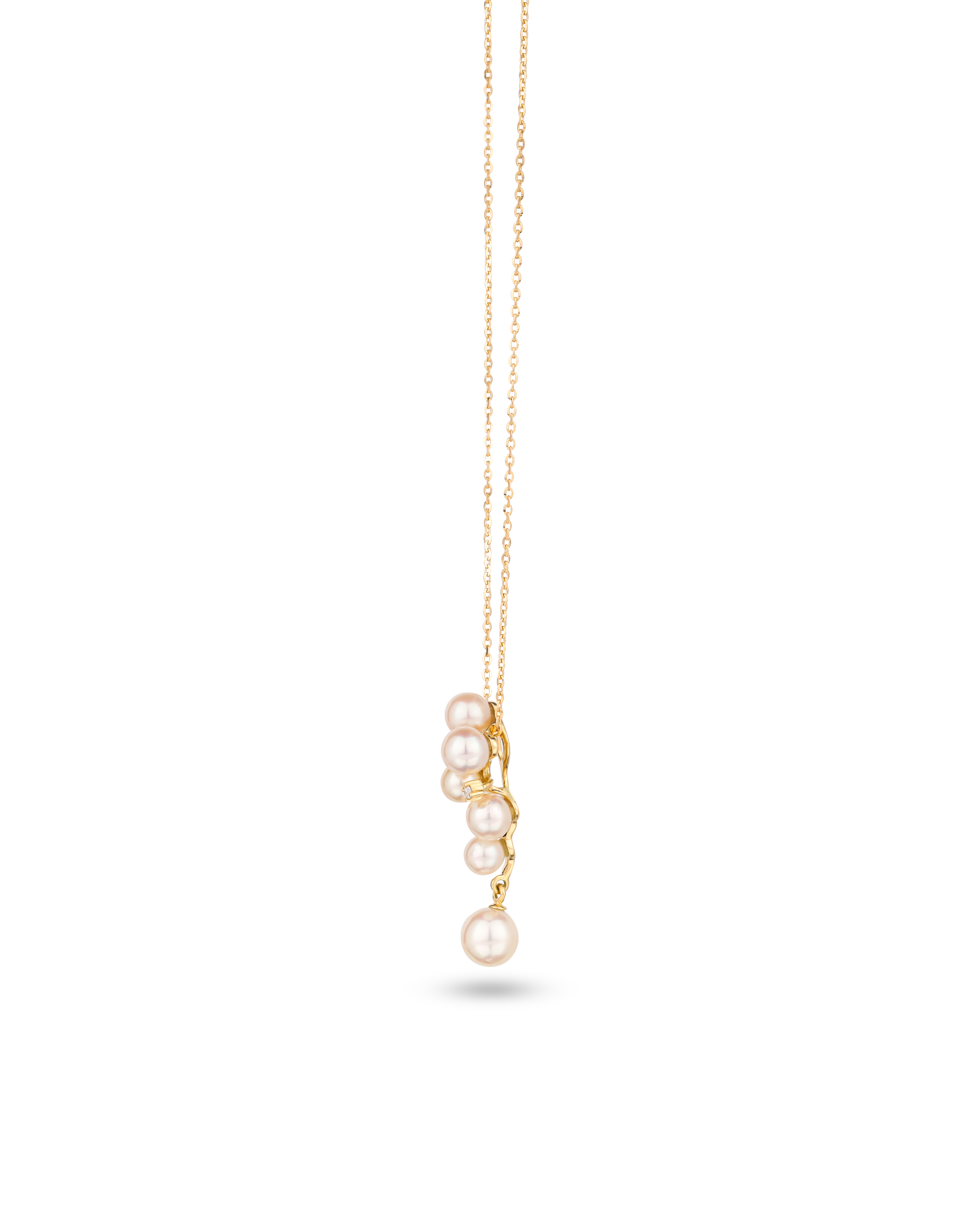 K18 Yellow Gold Akoya Baby Pearl Vertical Pendant Necklace