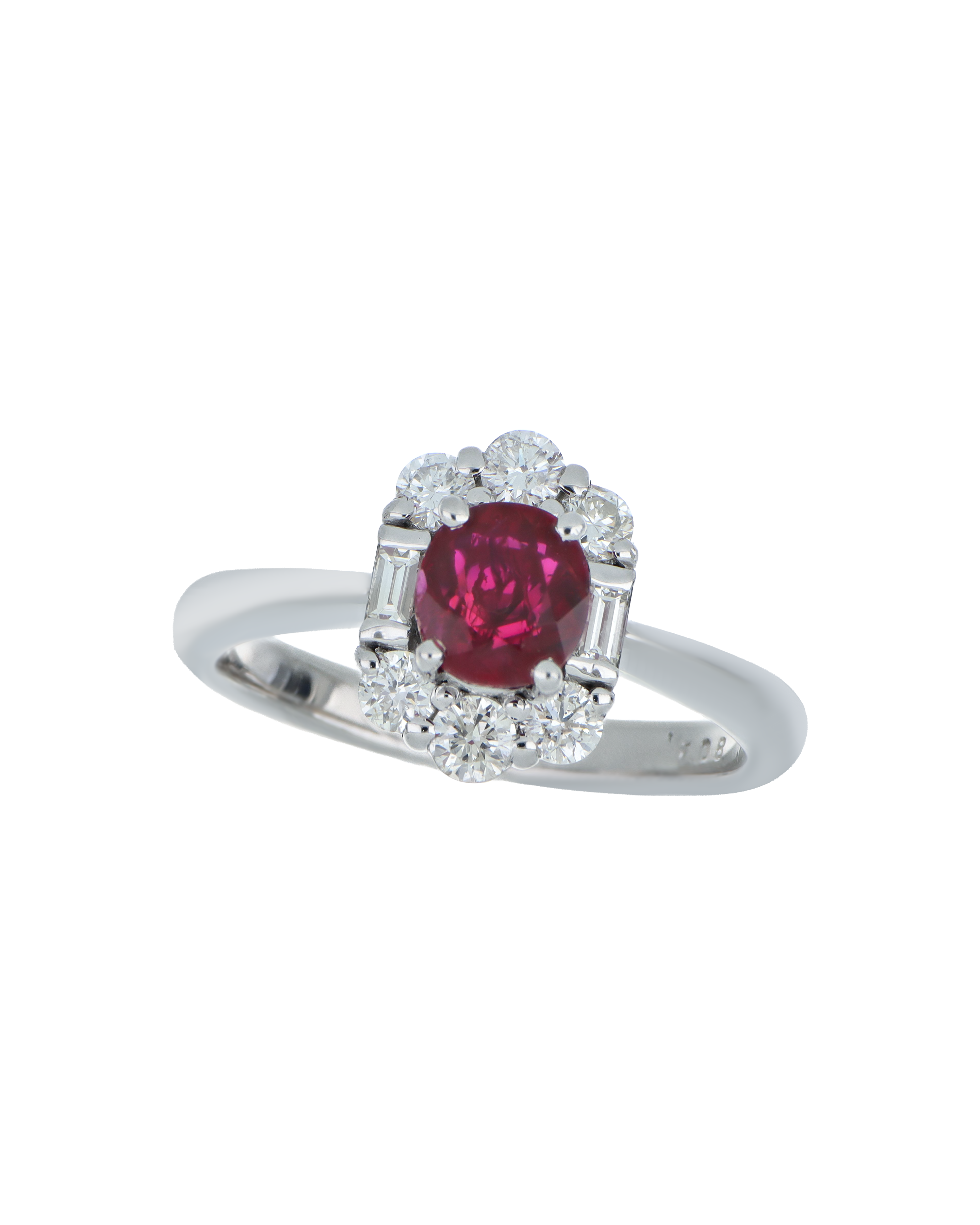 Premium Round-Shaped Ruby Ring In Platinum