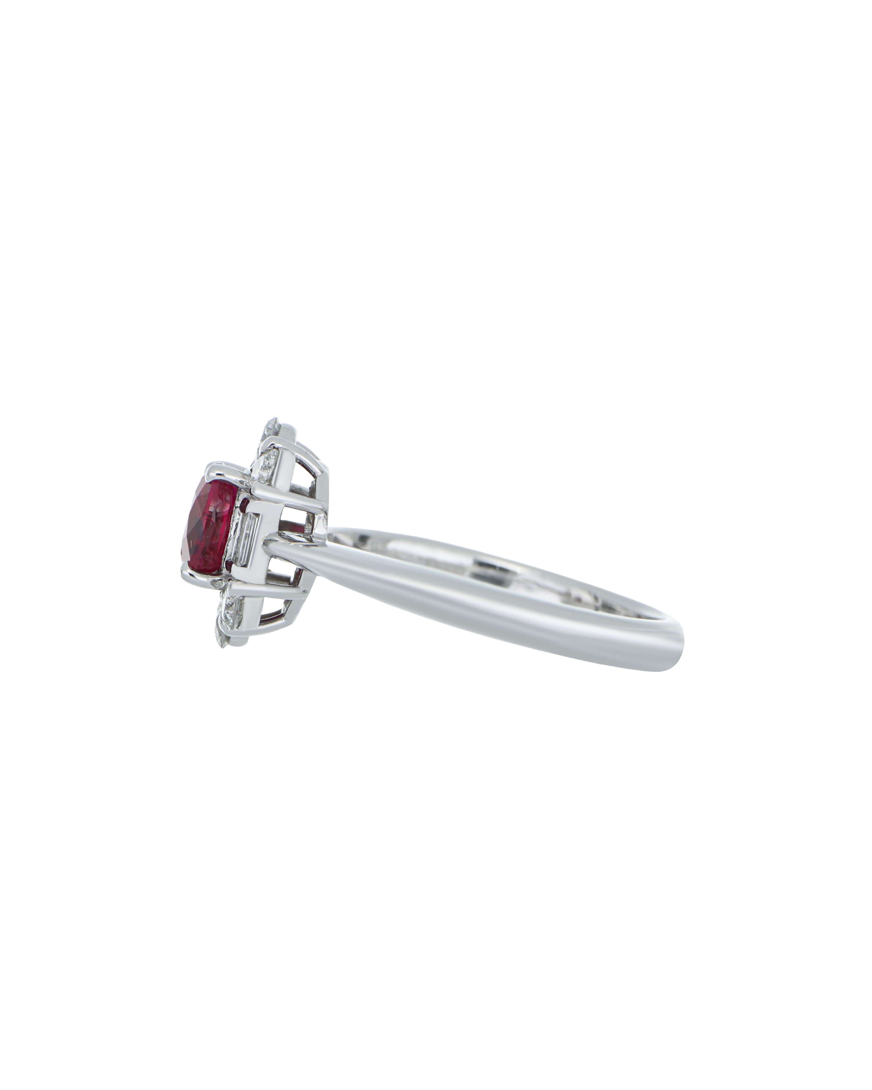 Premium Round-Shaped Ruby Ring In Platinum
