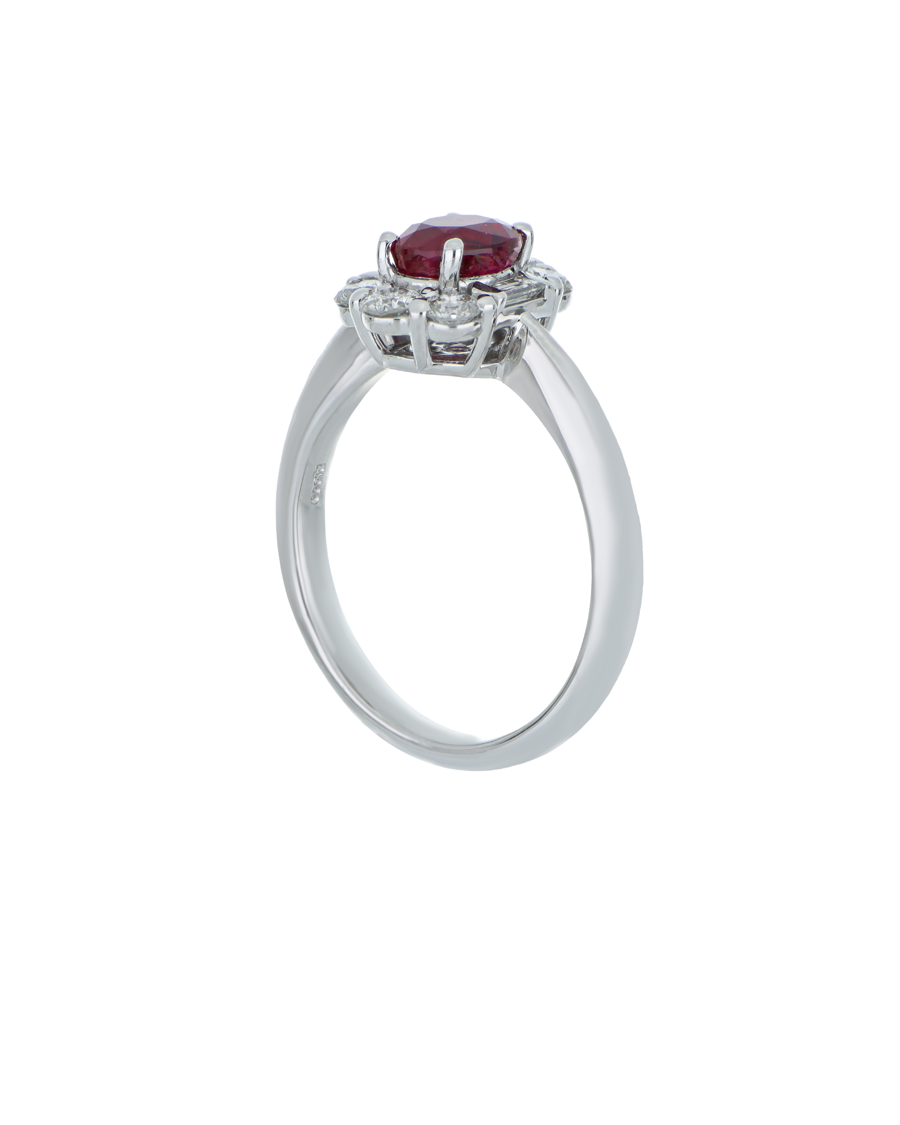Premium Round-Shaped Ruby Ring In Platinum
