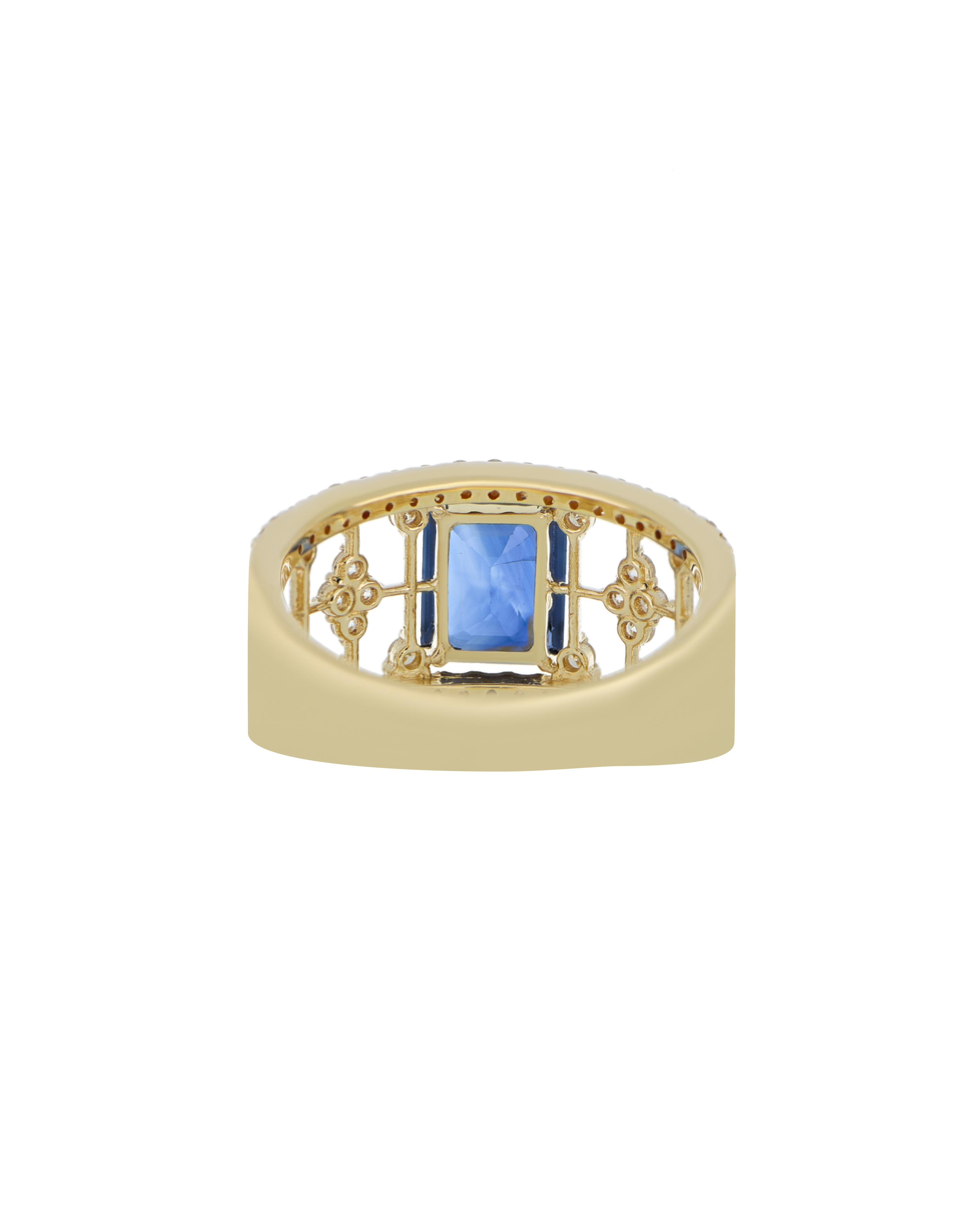 Emerald-Cut Blue Sapphire Ring in Yellow Gold