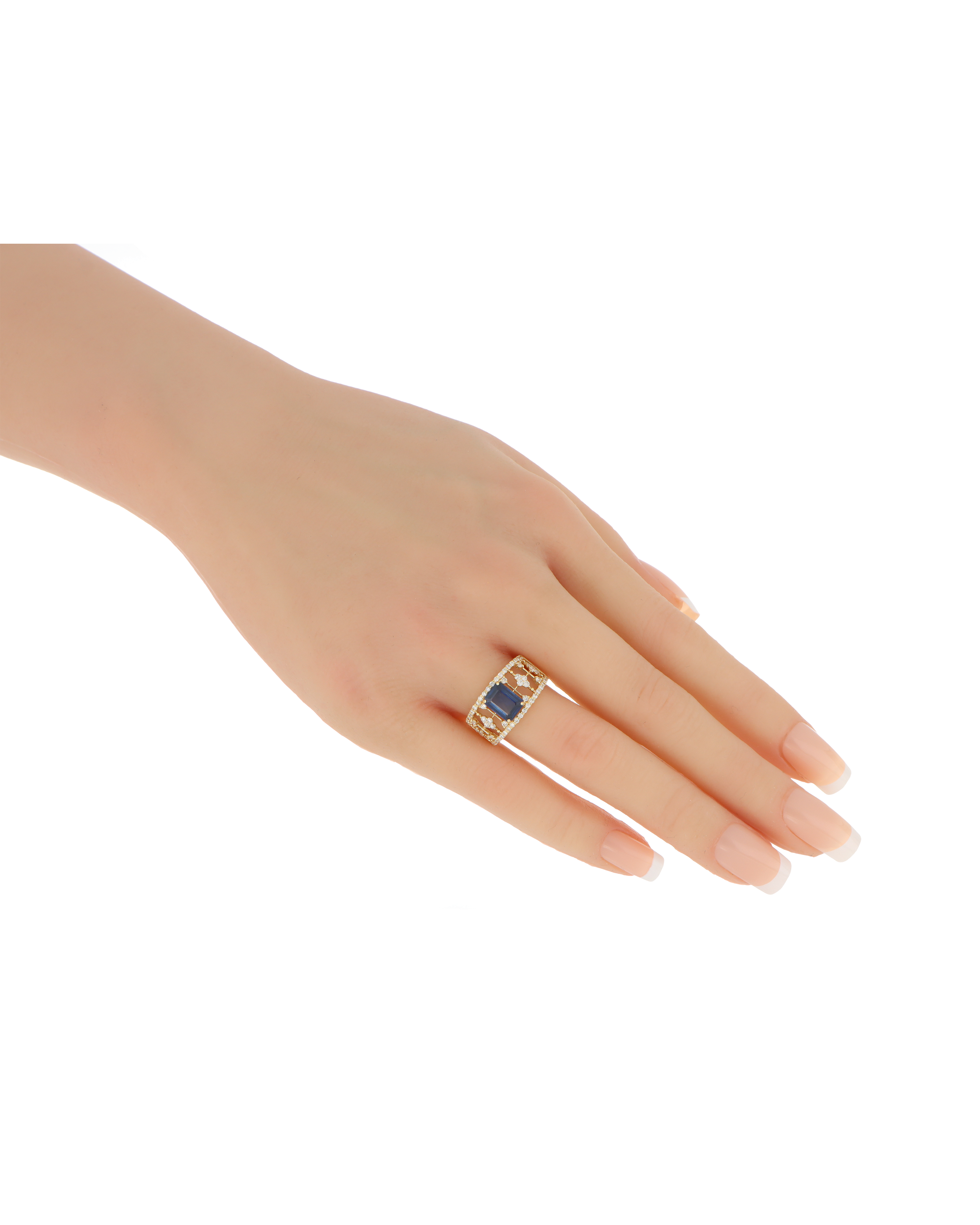 Emerald-Cut Blue Sapphire Ring in Yellow Gold