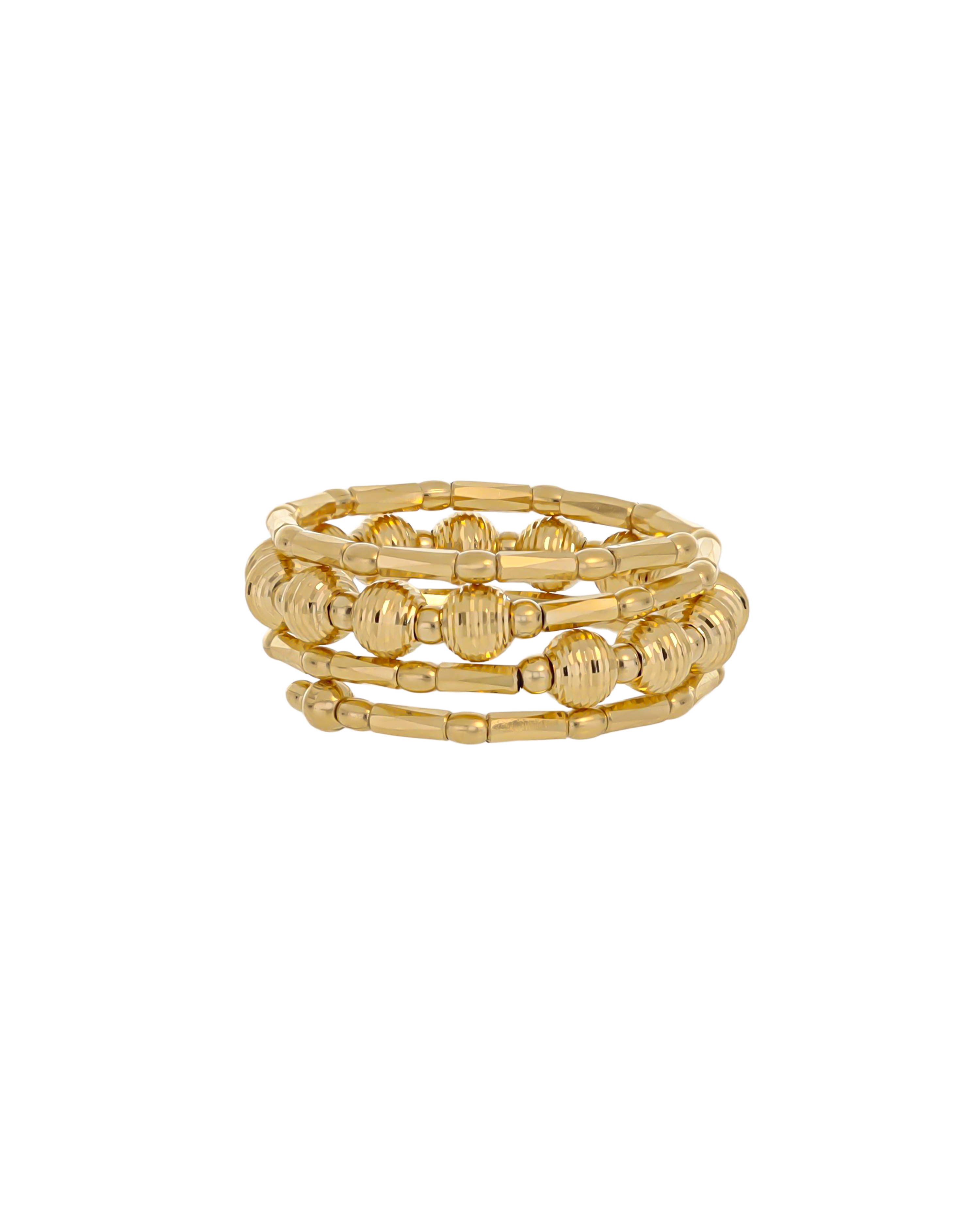 Yellow Gold Multi Strand Beaded Wrap Ring Classic