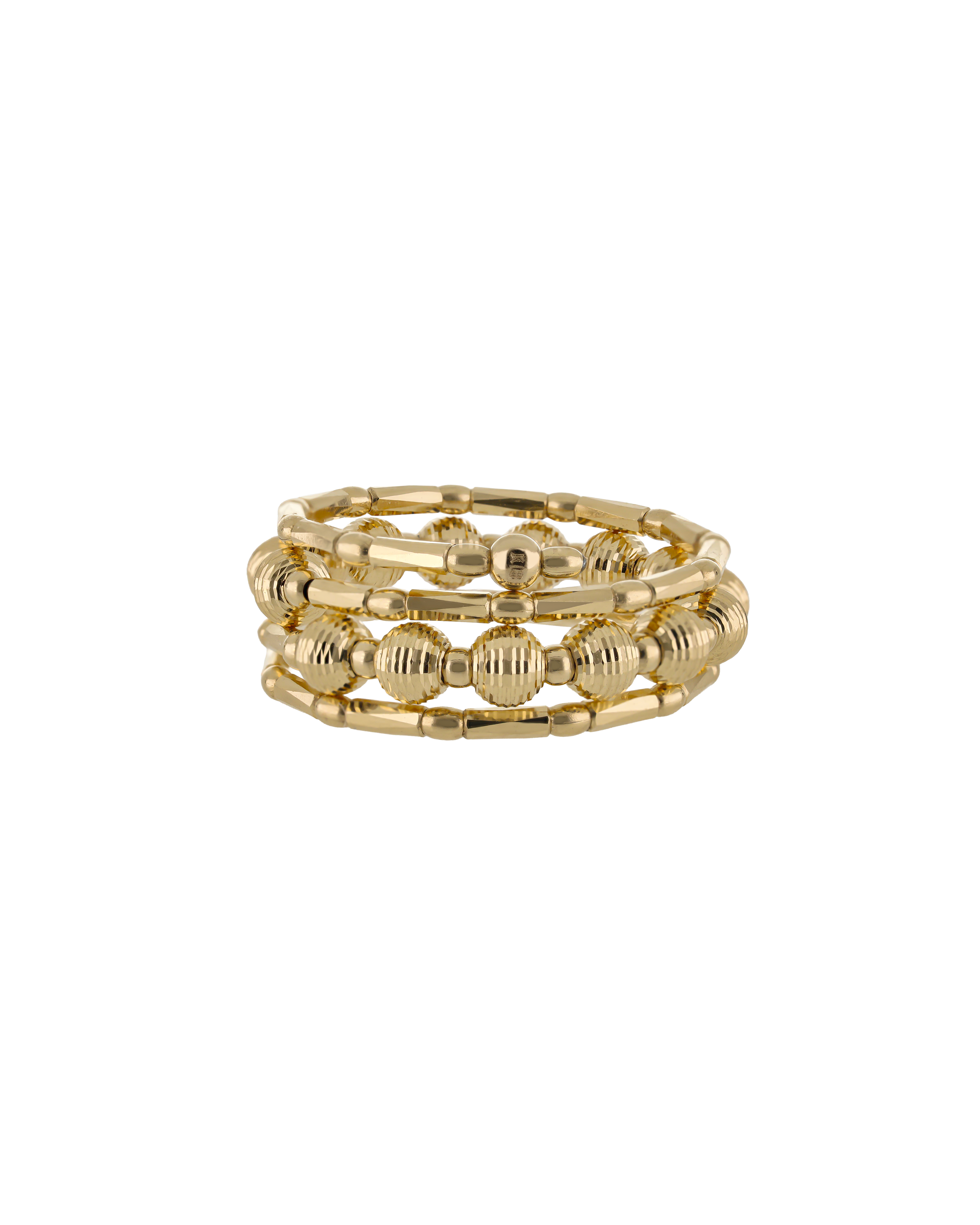 Yellow Gold Multi Strand Beaded Wrap Ring Classic