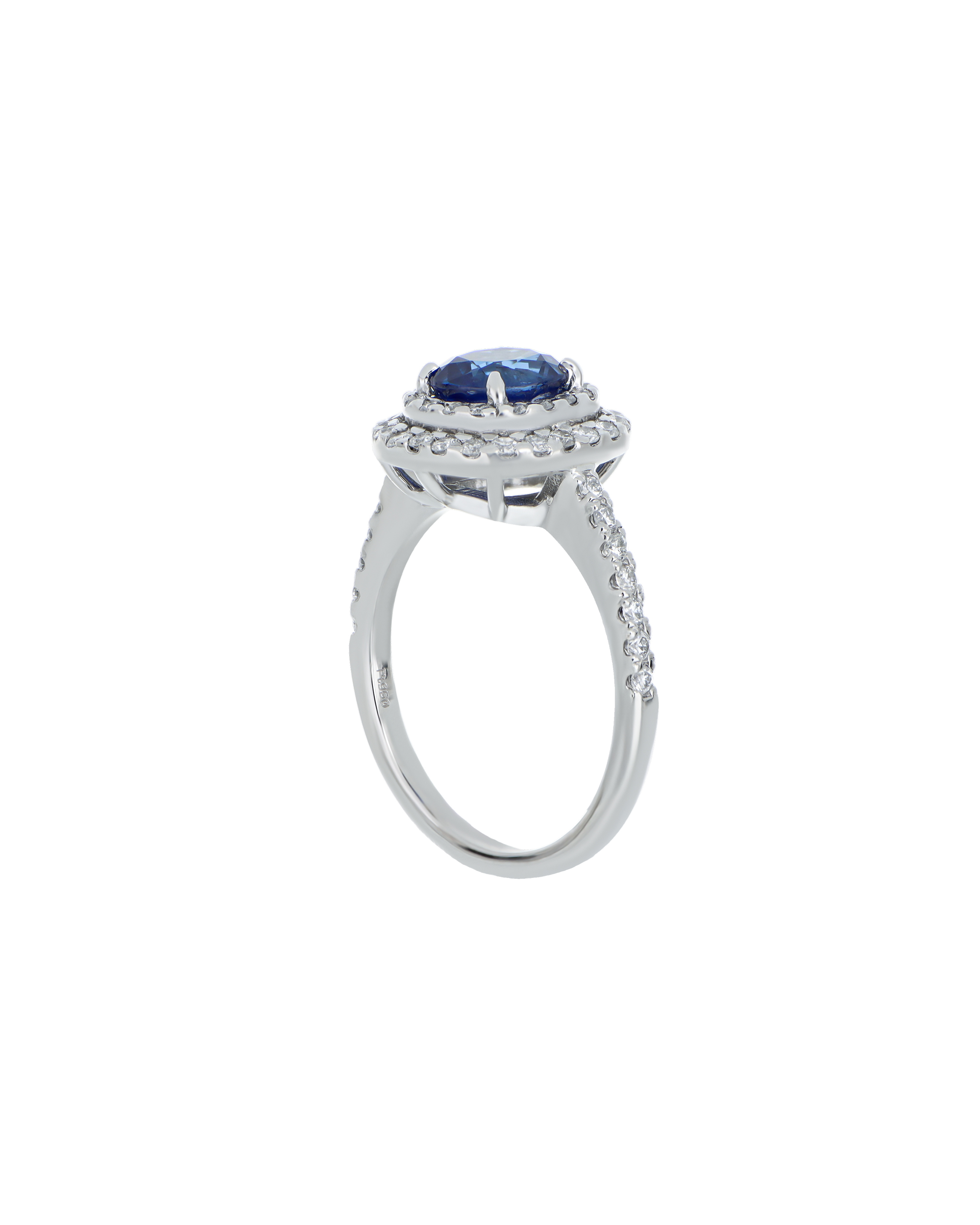 Platinum Blue Sapphire Engagement Ring In Cushion Cut 