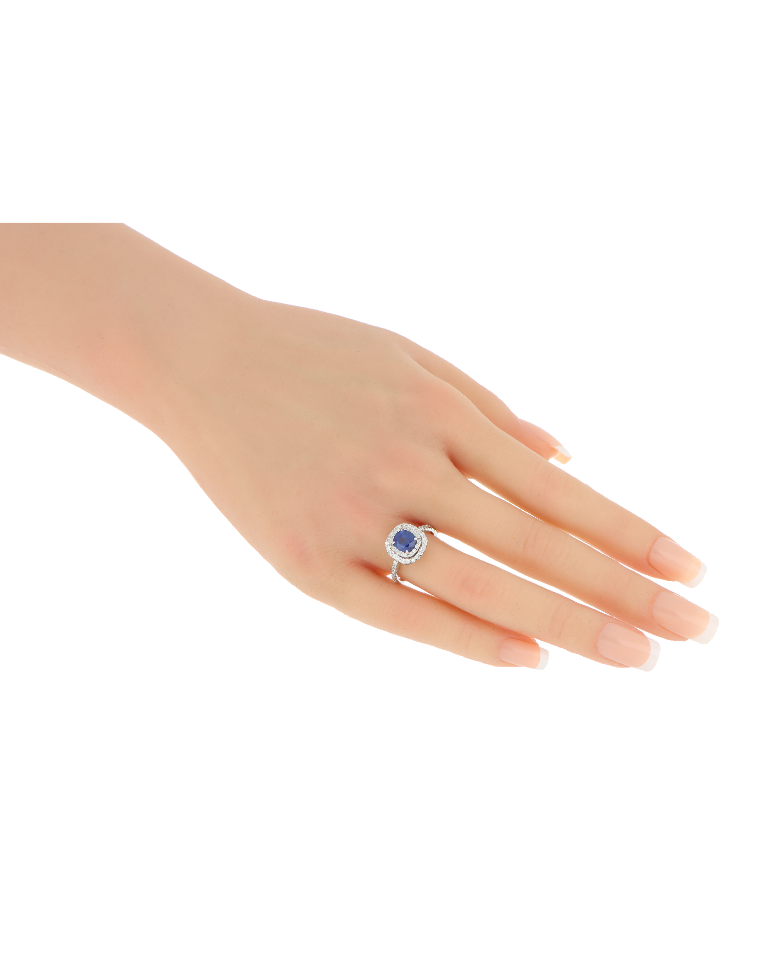 Platinum Blue Sapphire Engagement Ring In Cushion Cut 