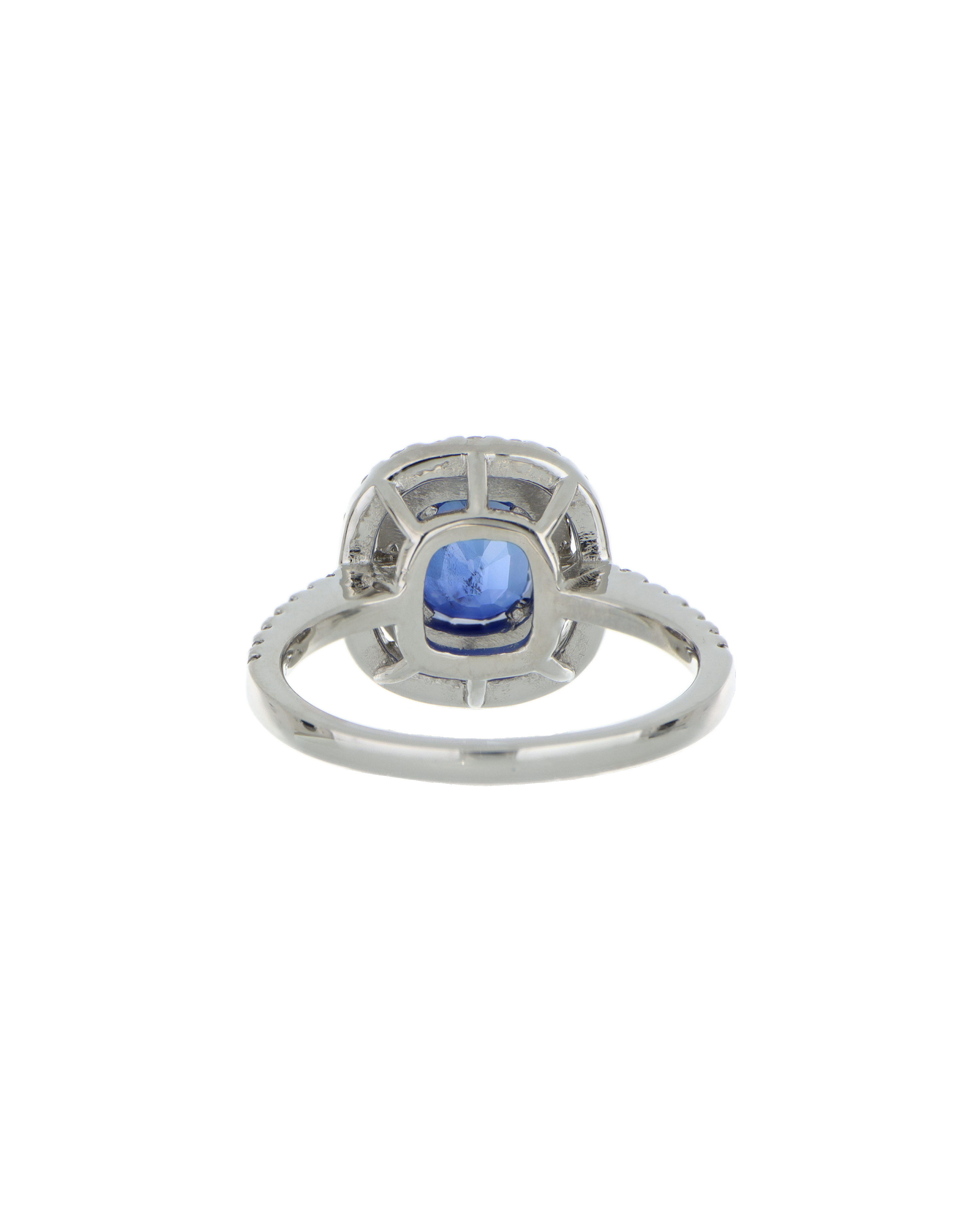 Platinum Blue Sapphire Engagement Ring In Cushion Cut 