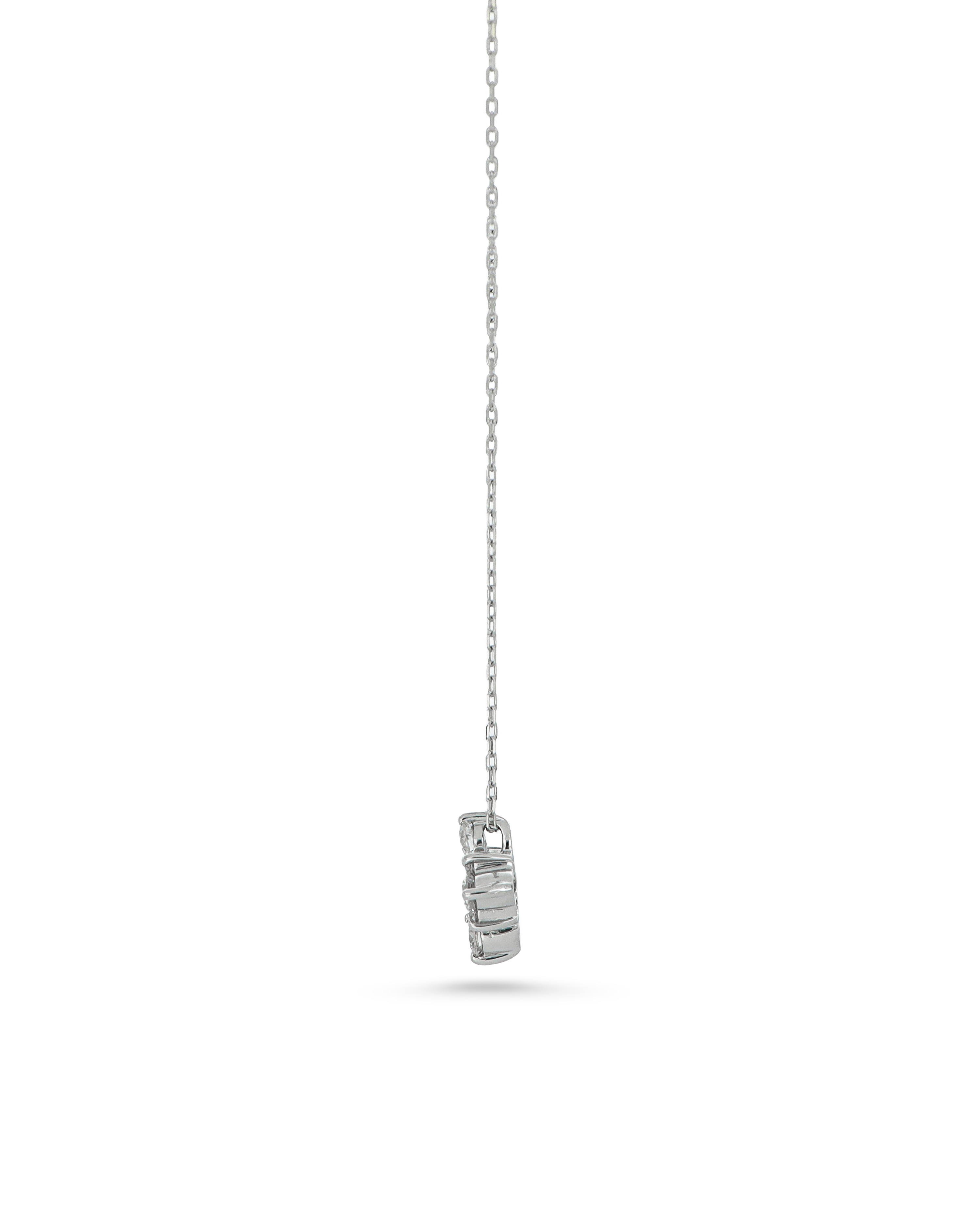 Diamond Flower-Shape Platinum Pendant With Adjustable Chain