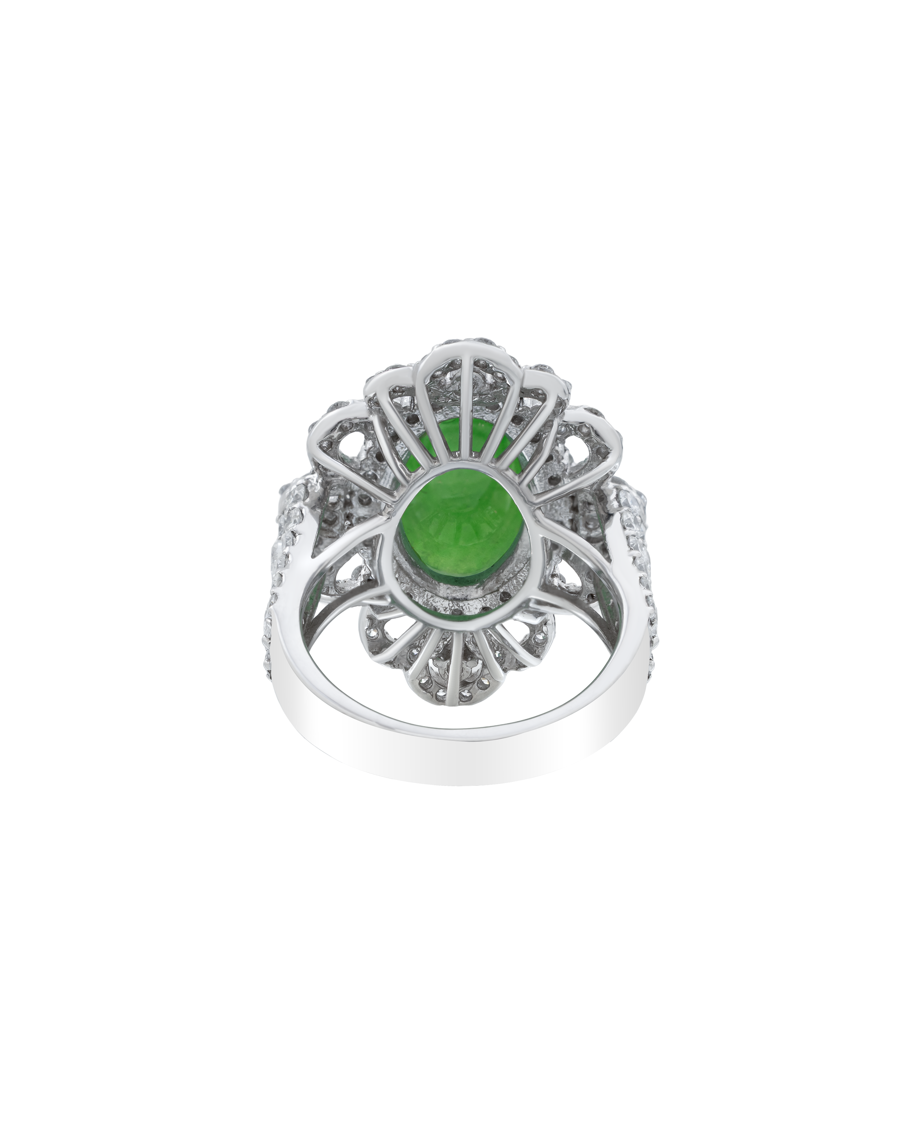 Jade Platinum Ring With Designer Diamond Halo