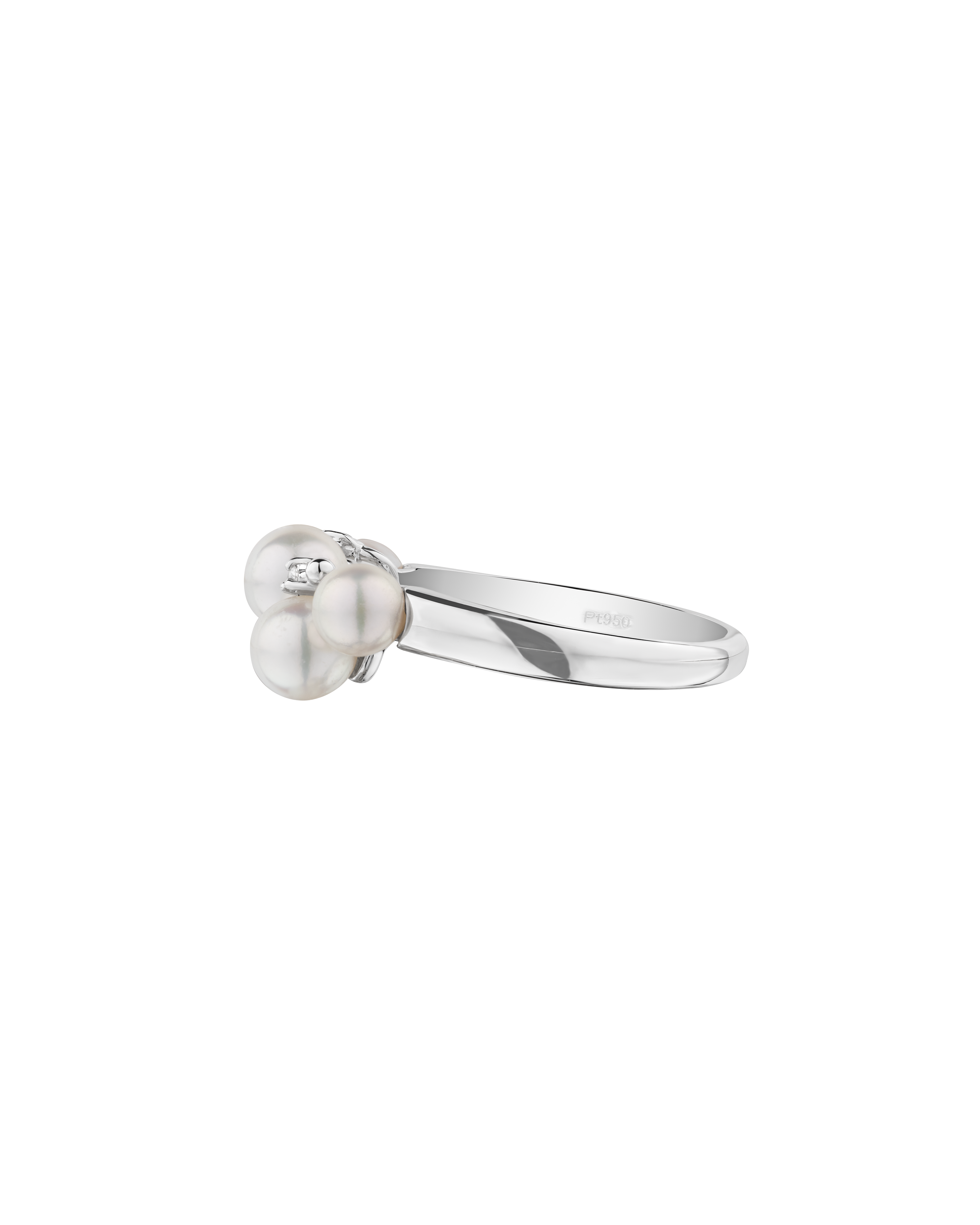 Platinum Akoya Baby Pearl Cluster Ring - Round Pearls