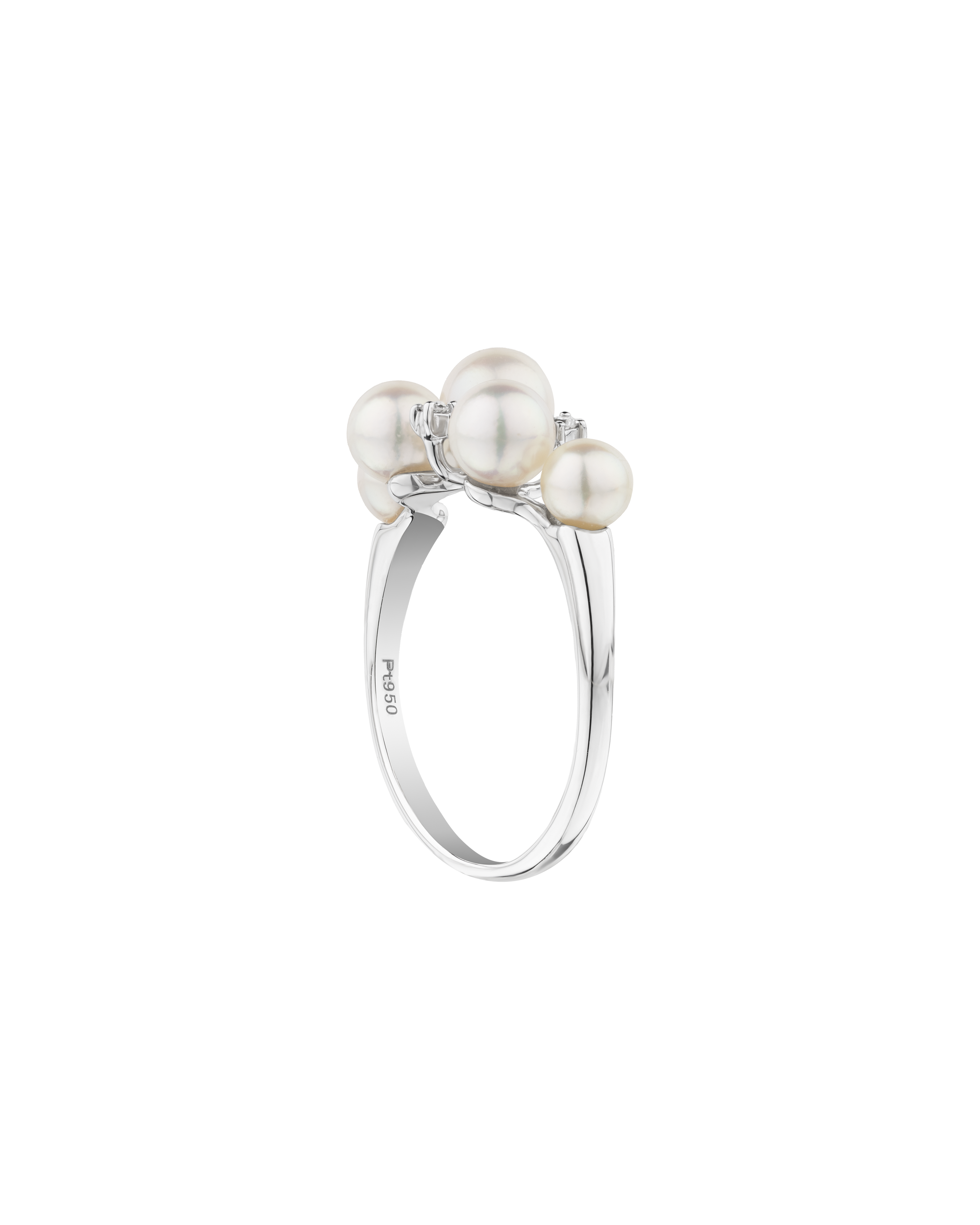 Platinum Akoya Baby Pearl Cluster Ring - Round Pearls