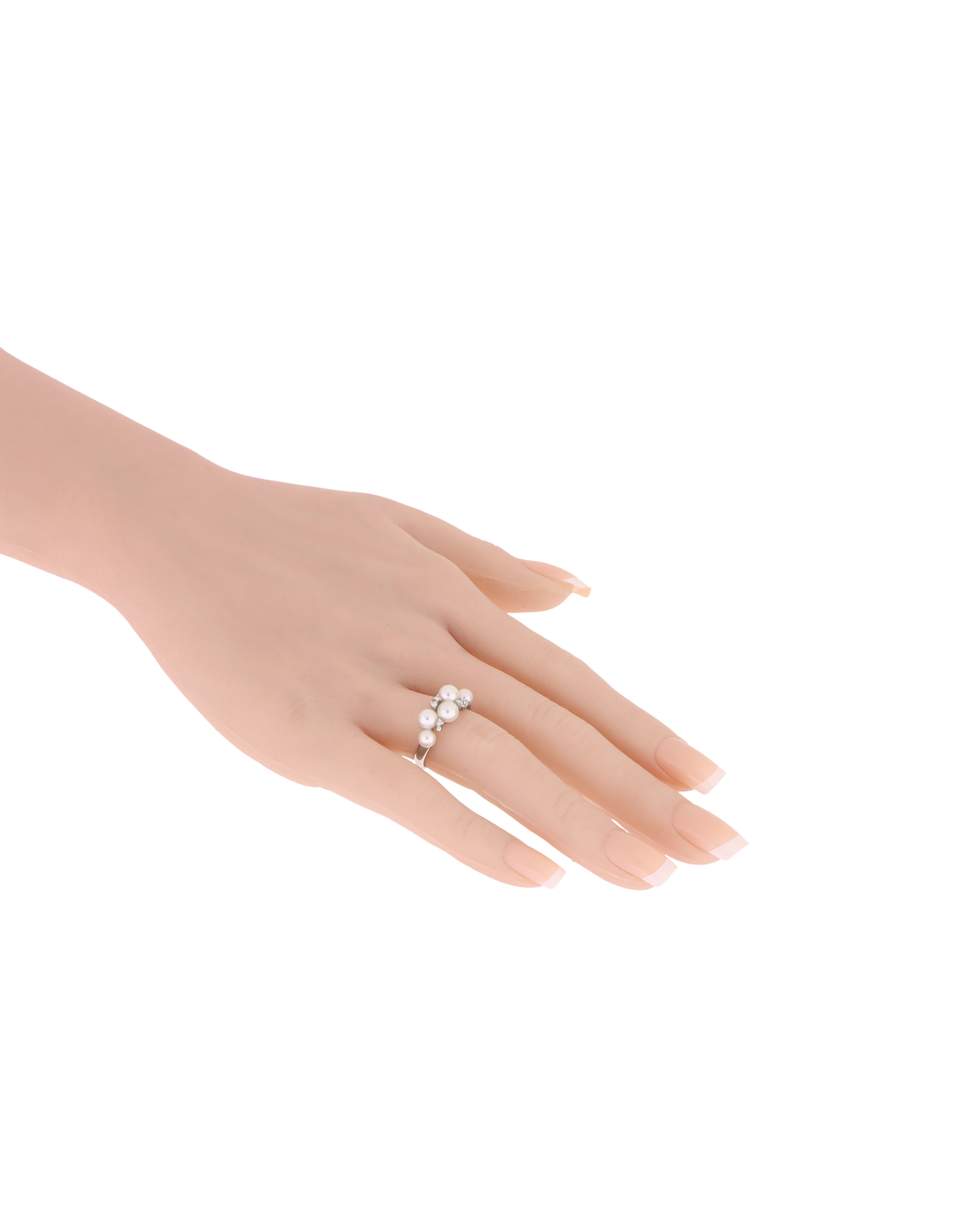 Platinum Akoya Baby Pearl Cluster Ring - Round Pearls