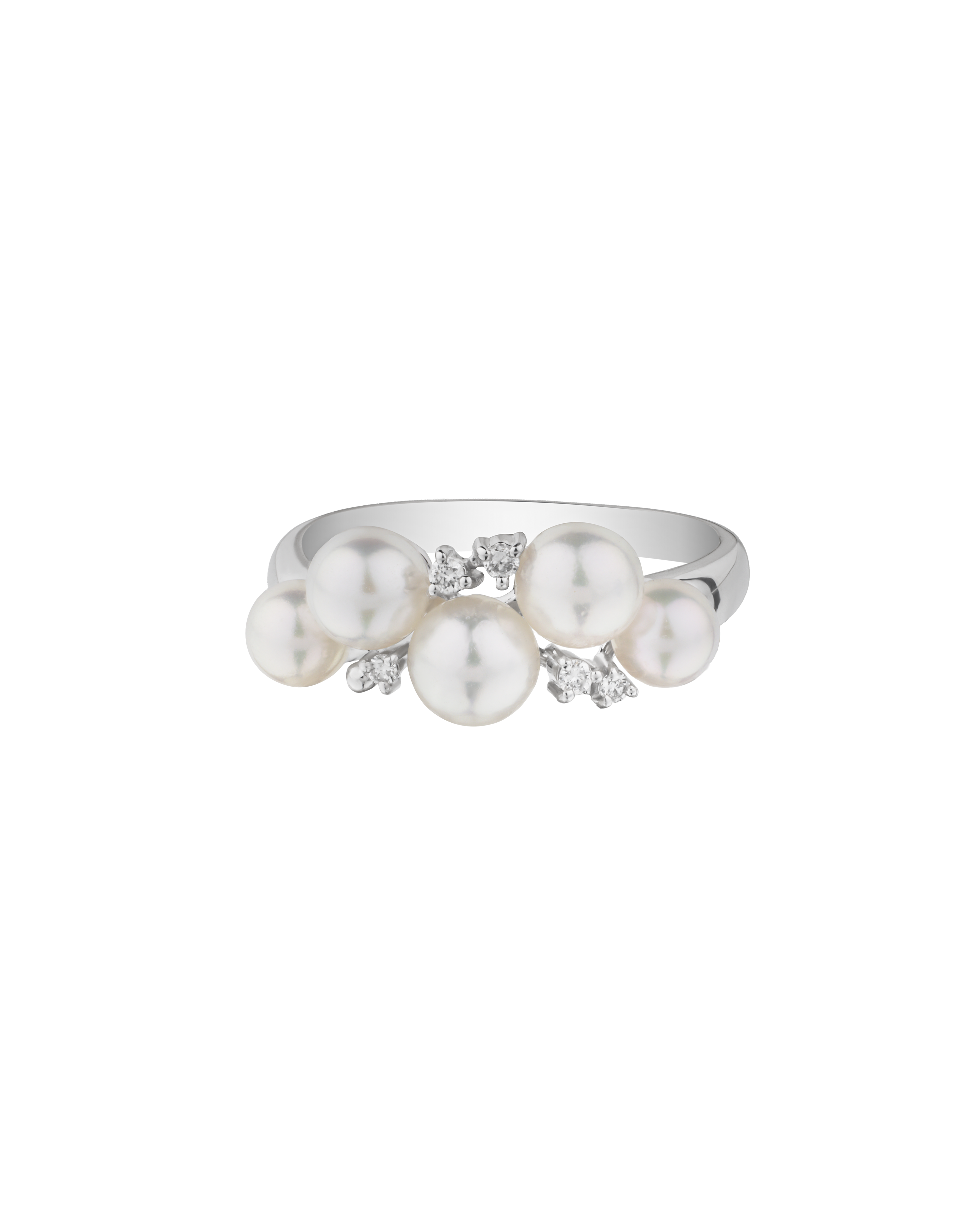 Platinum Akoya Baby Pearl Cluster Ring - Round Pearls