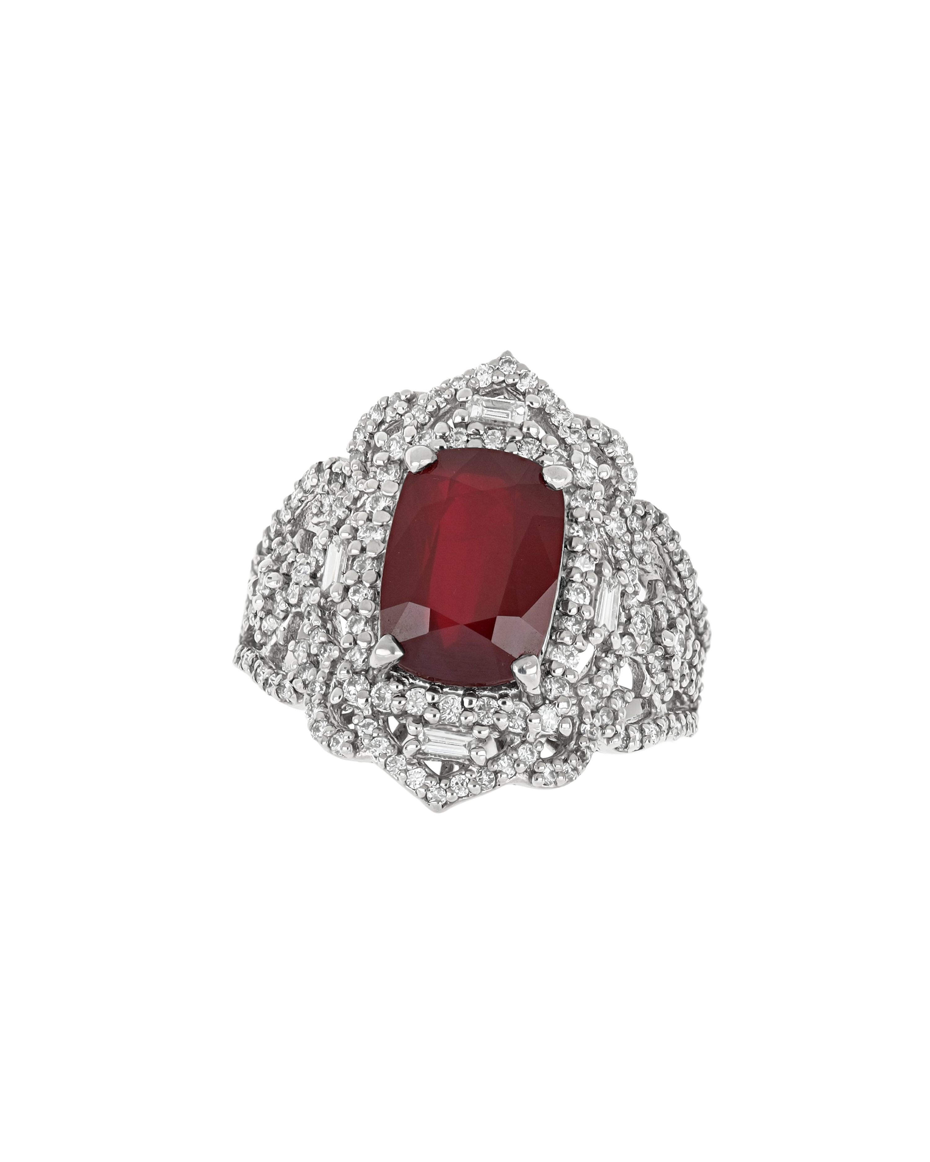 Ruby No Heat Ring With Designer Platinum Band