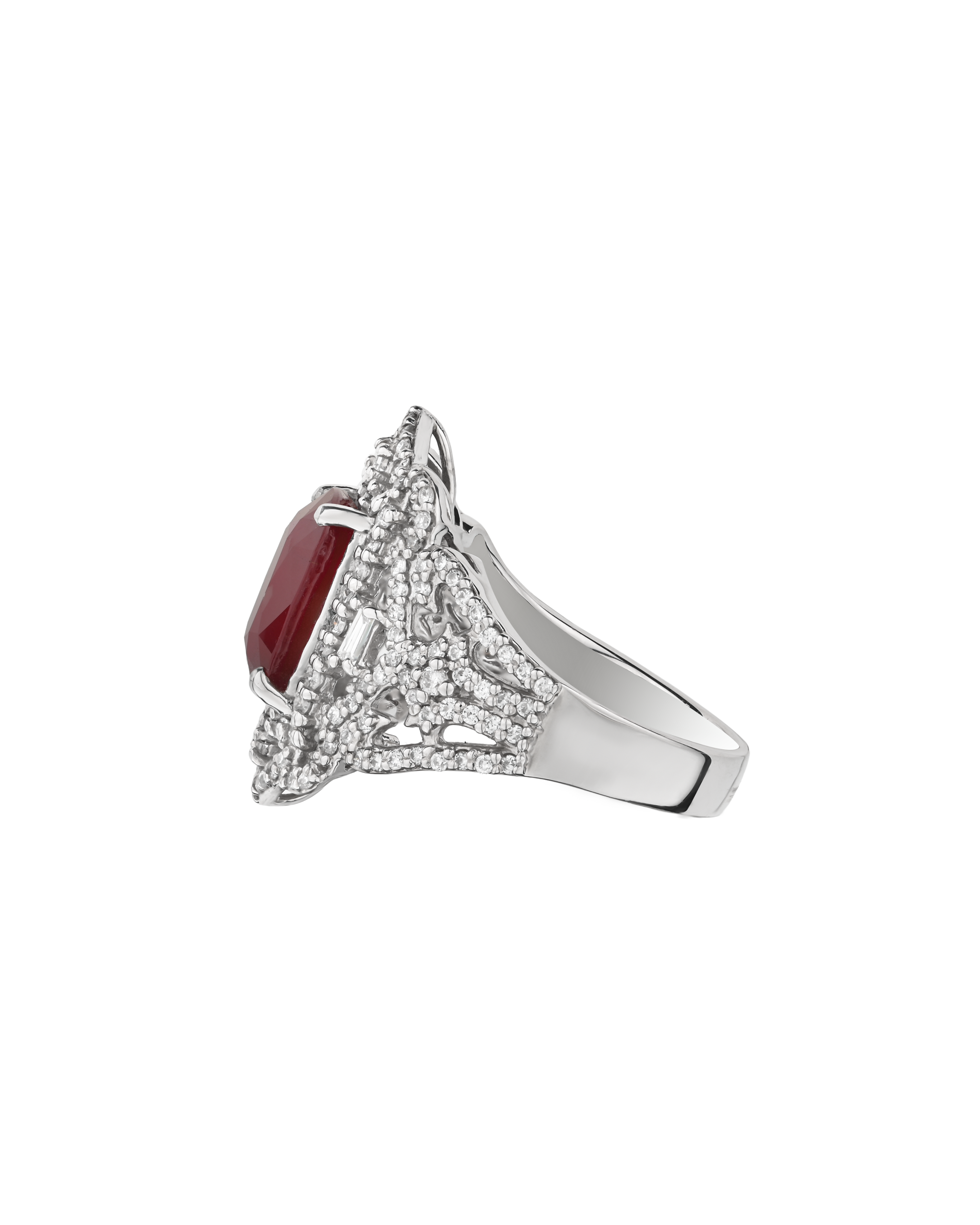 Ruby No Heat Ring With Designer Platinum Band