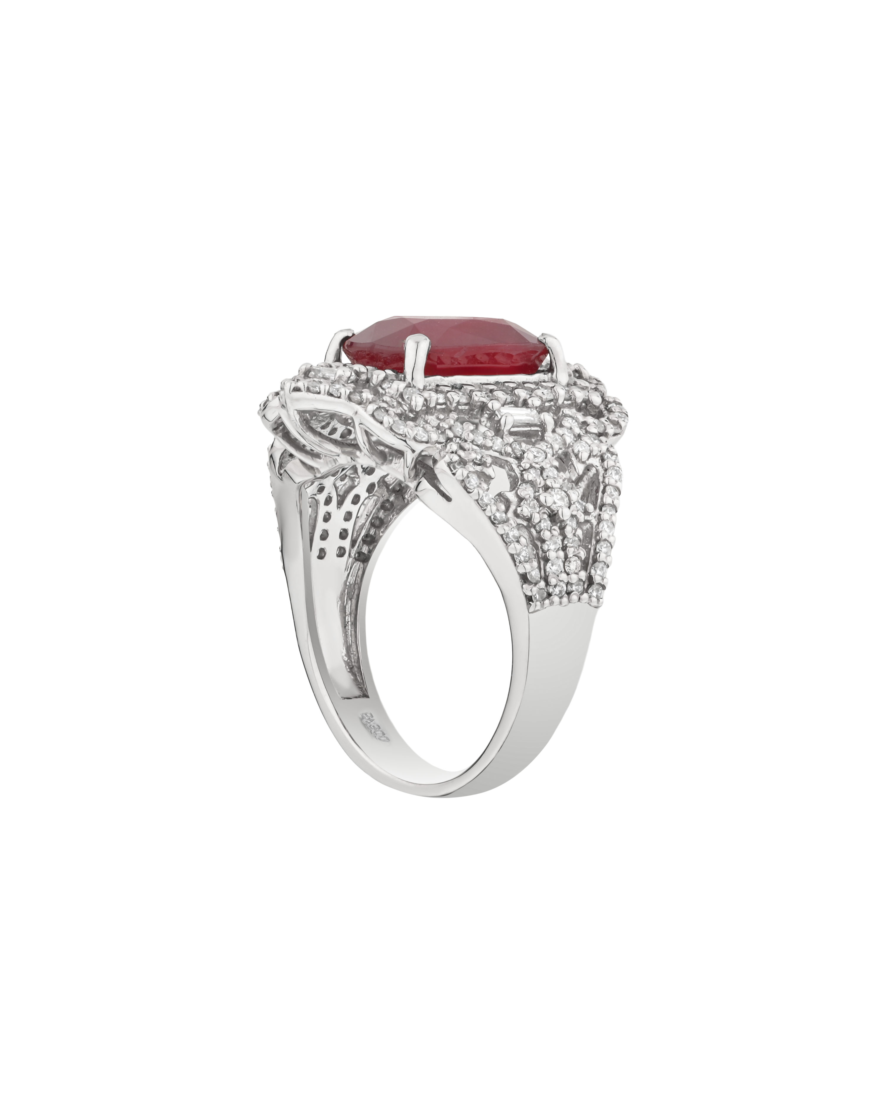 Ruby No Heat Ring With Designer Platinum Band