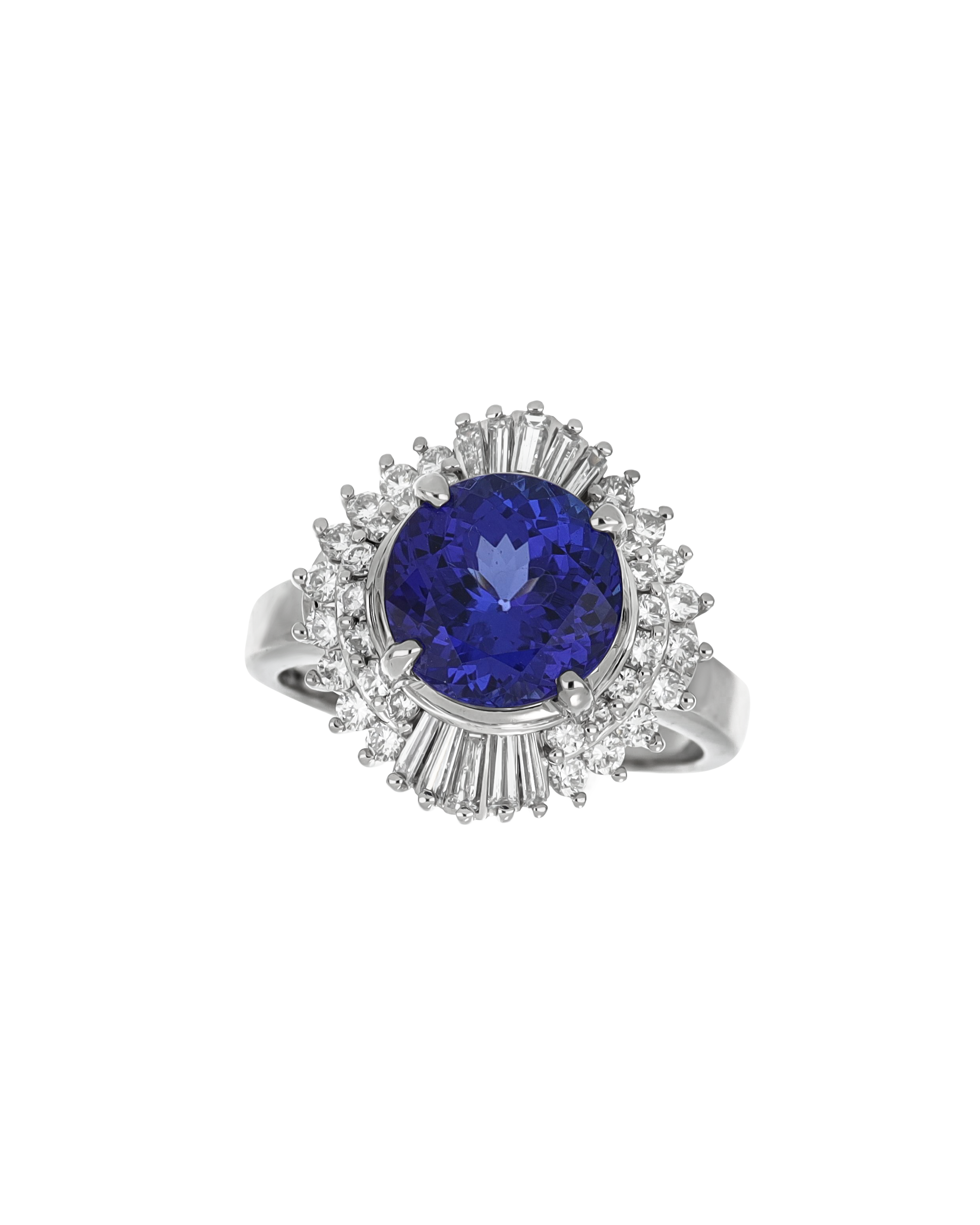 Tanzanite Platinum Cluster Ring In Oval-Cut