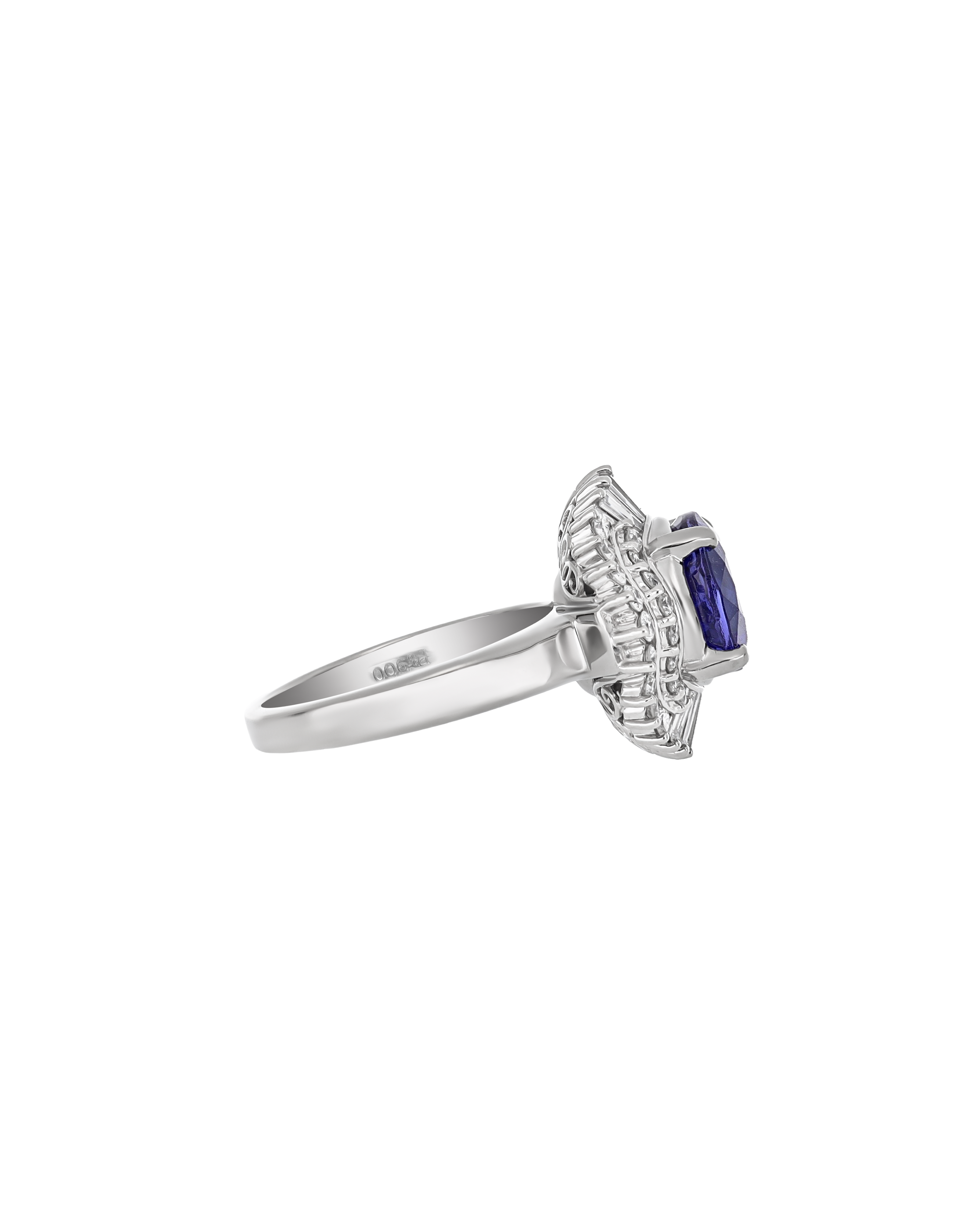 Tanzanite Platinum Cluster Ring In Oval-Cut