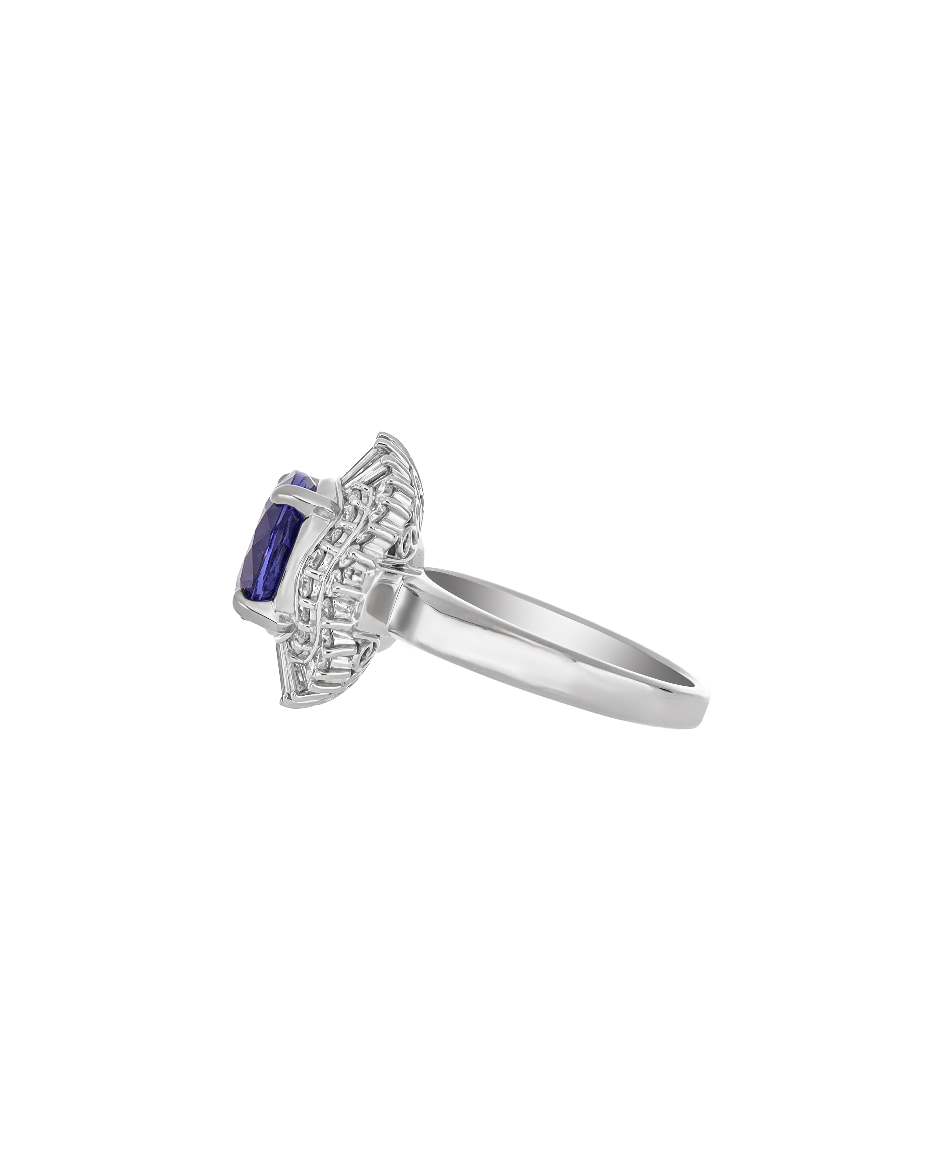 Tanzanite Platinum Cluster Ring In Oval-Cut