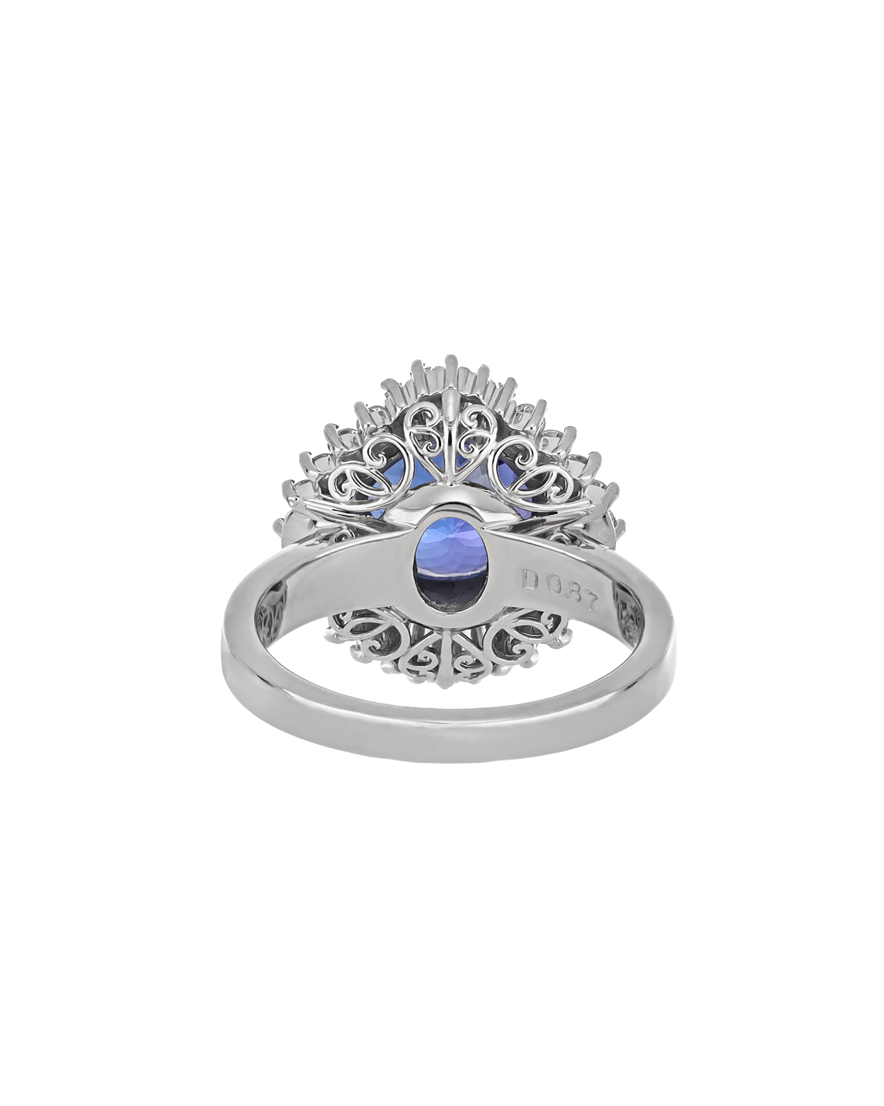 Tanzanite Platinum Cluster Ring In Oval-Cut