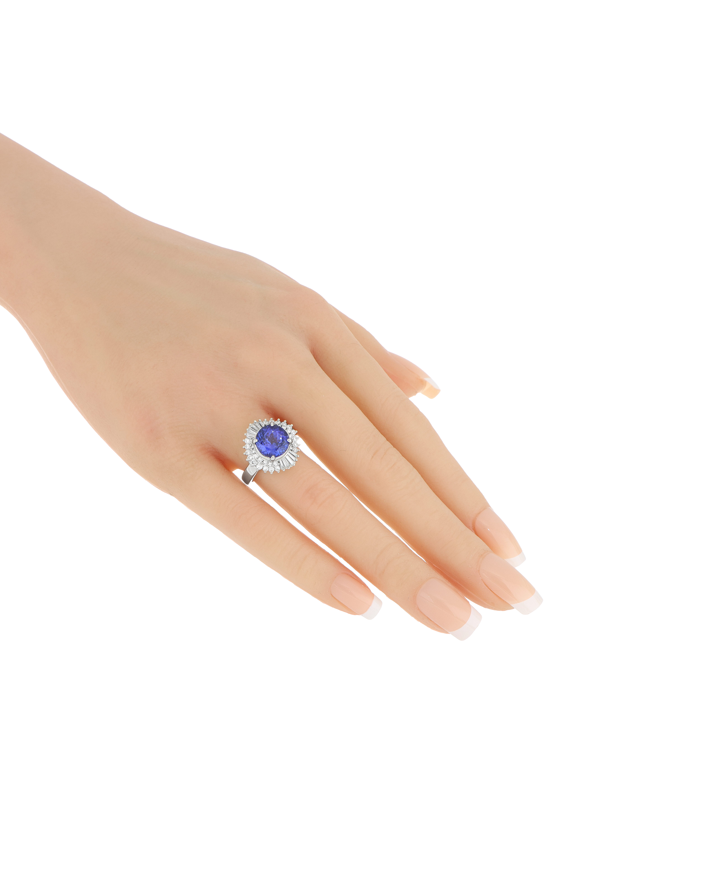 Tanzanite Platinum Cluster Ring In Oval-Cut