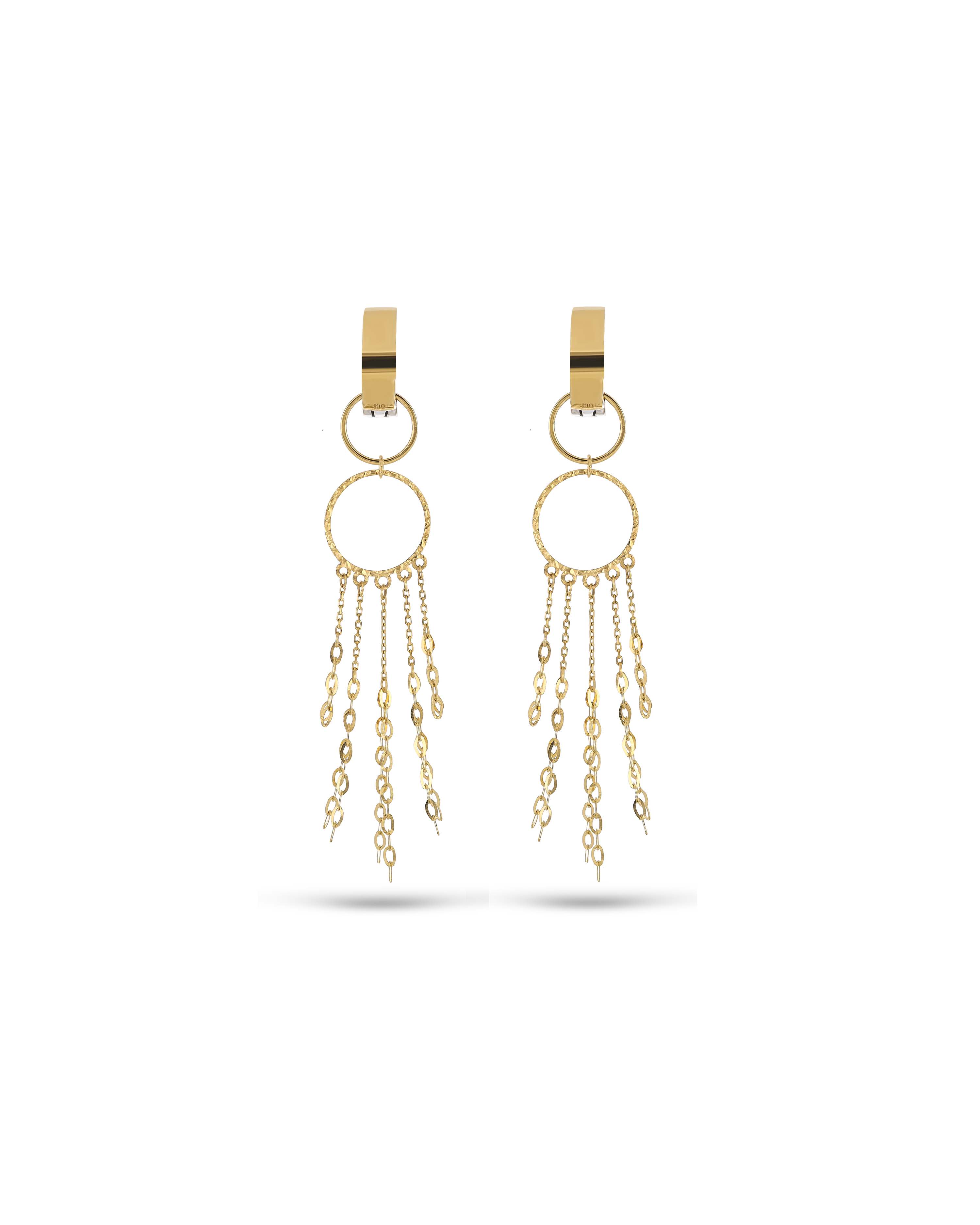 Tassel Dangling Earrings in Two-Tone Gold