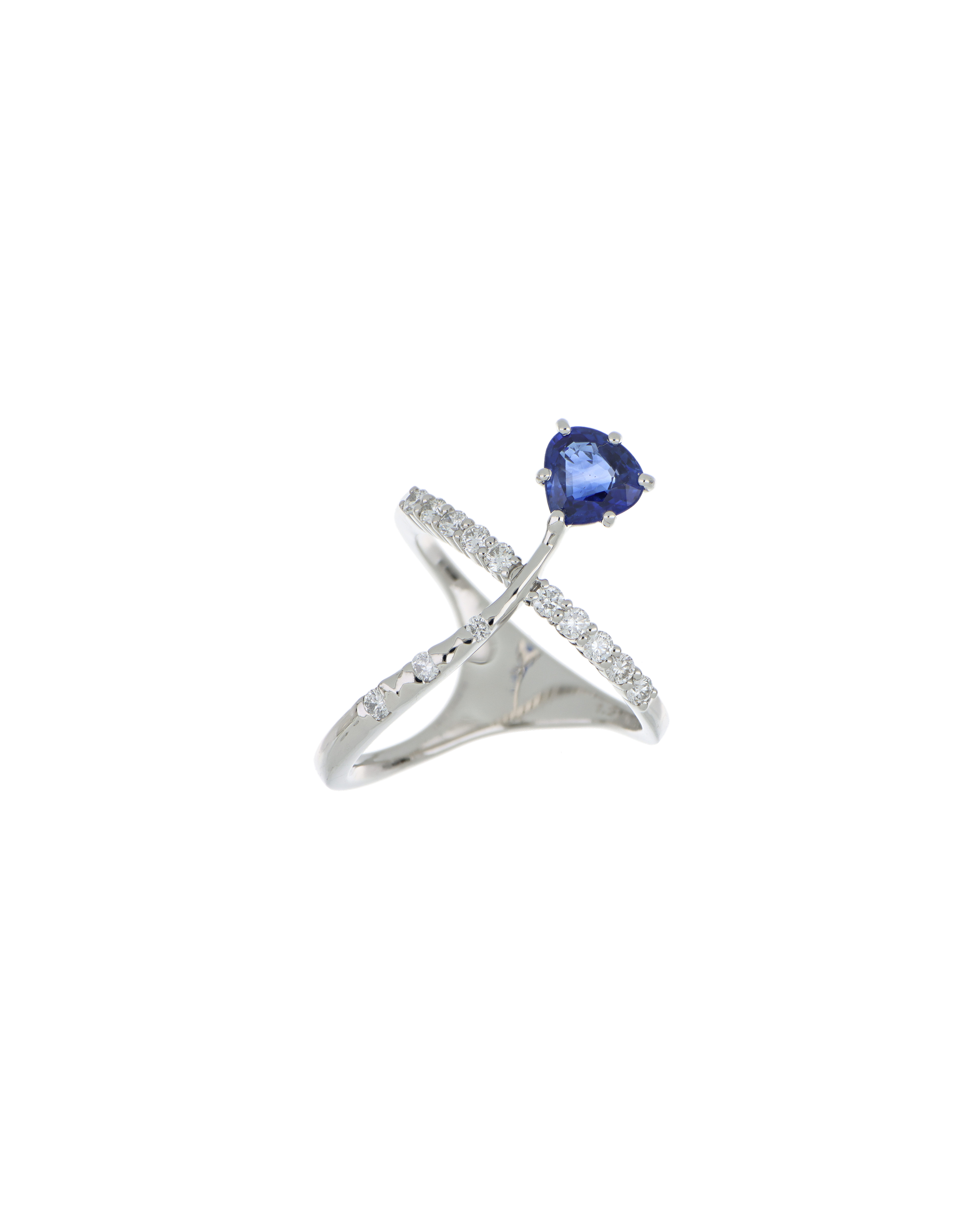 40109 Platinum Pear-Cut Sapphire Ring with Diamond Accents – 1.21ct