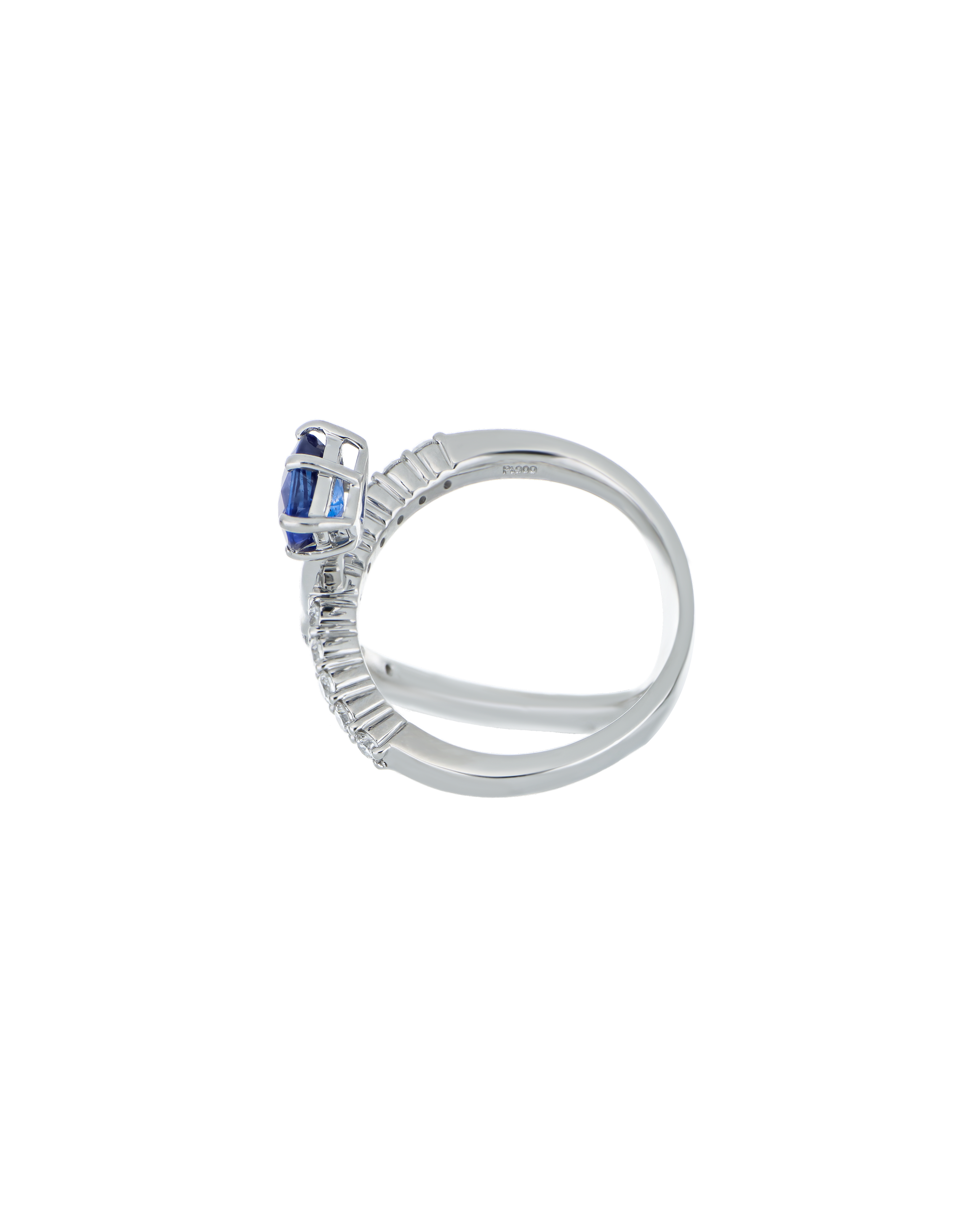 Natural Pear-Shaped Sapphire Ring With Crossover Band