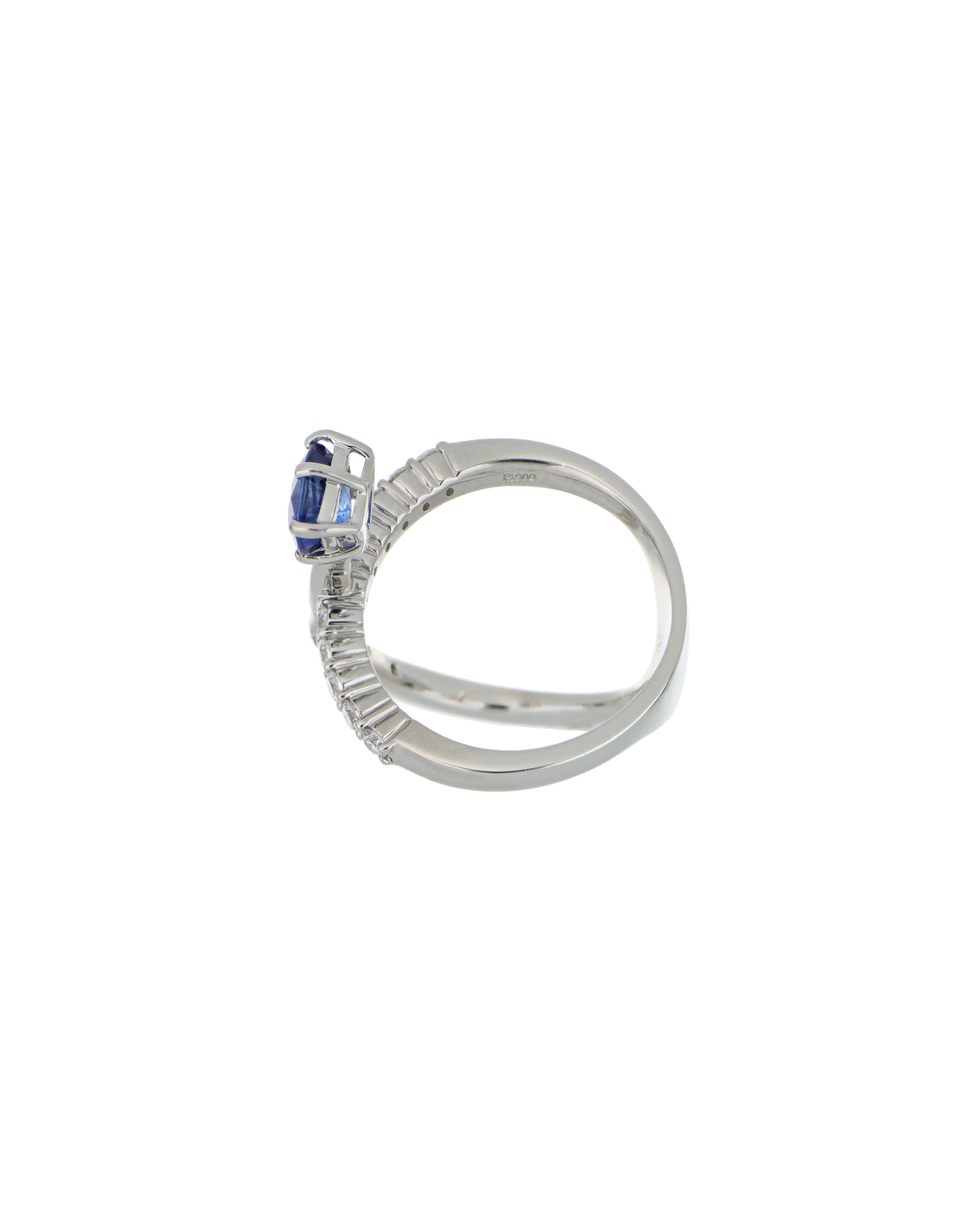 40109 Platinum Pear-Cut Sapphire Ring with Diamond Accents – 1.21ct