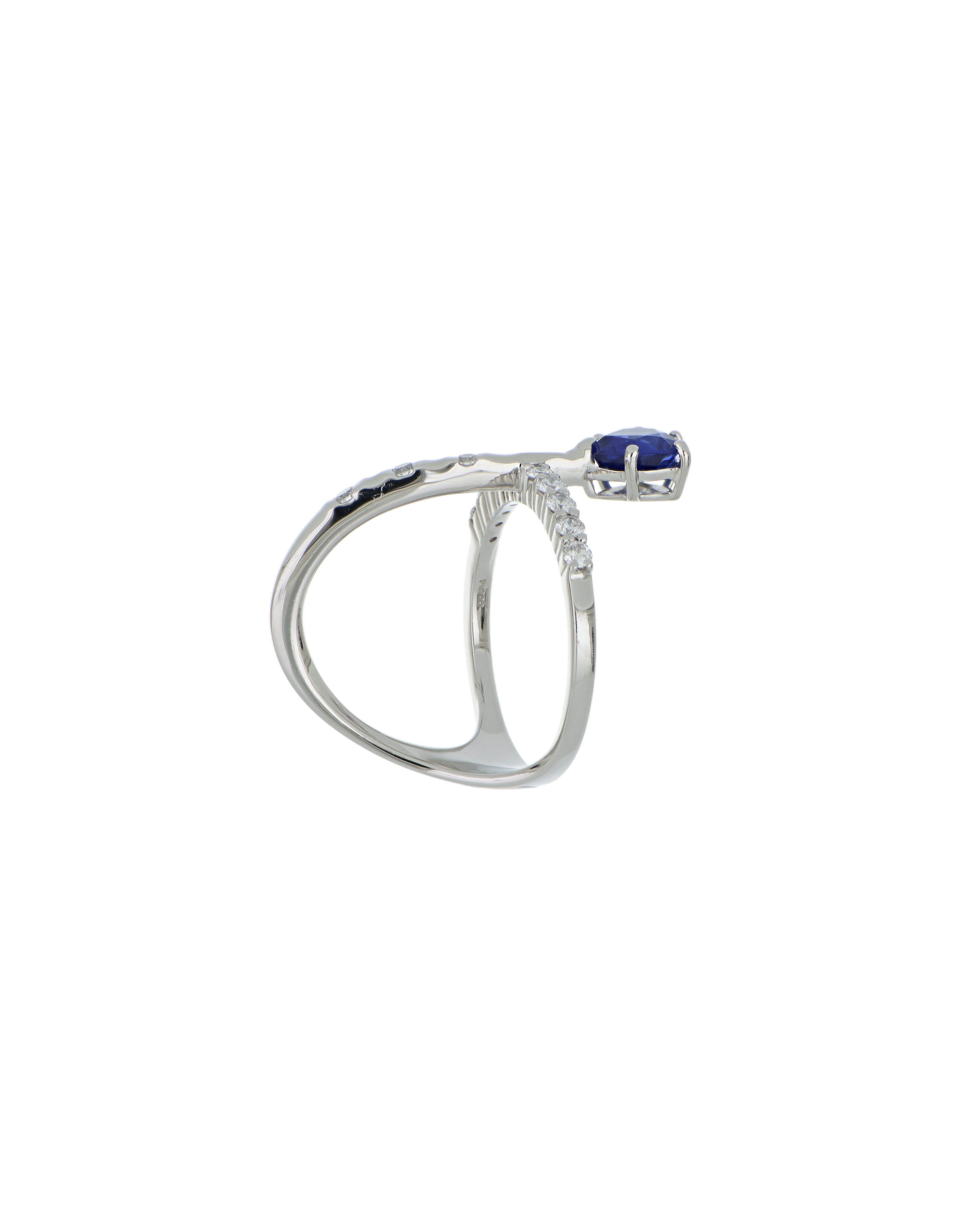 40109 Platinum Pear-Cut Sapphire Ring with Diamond Accents – 1.21ct