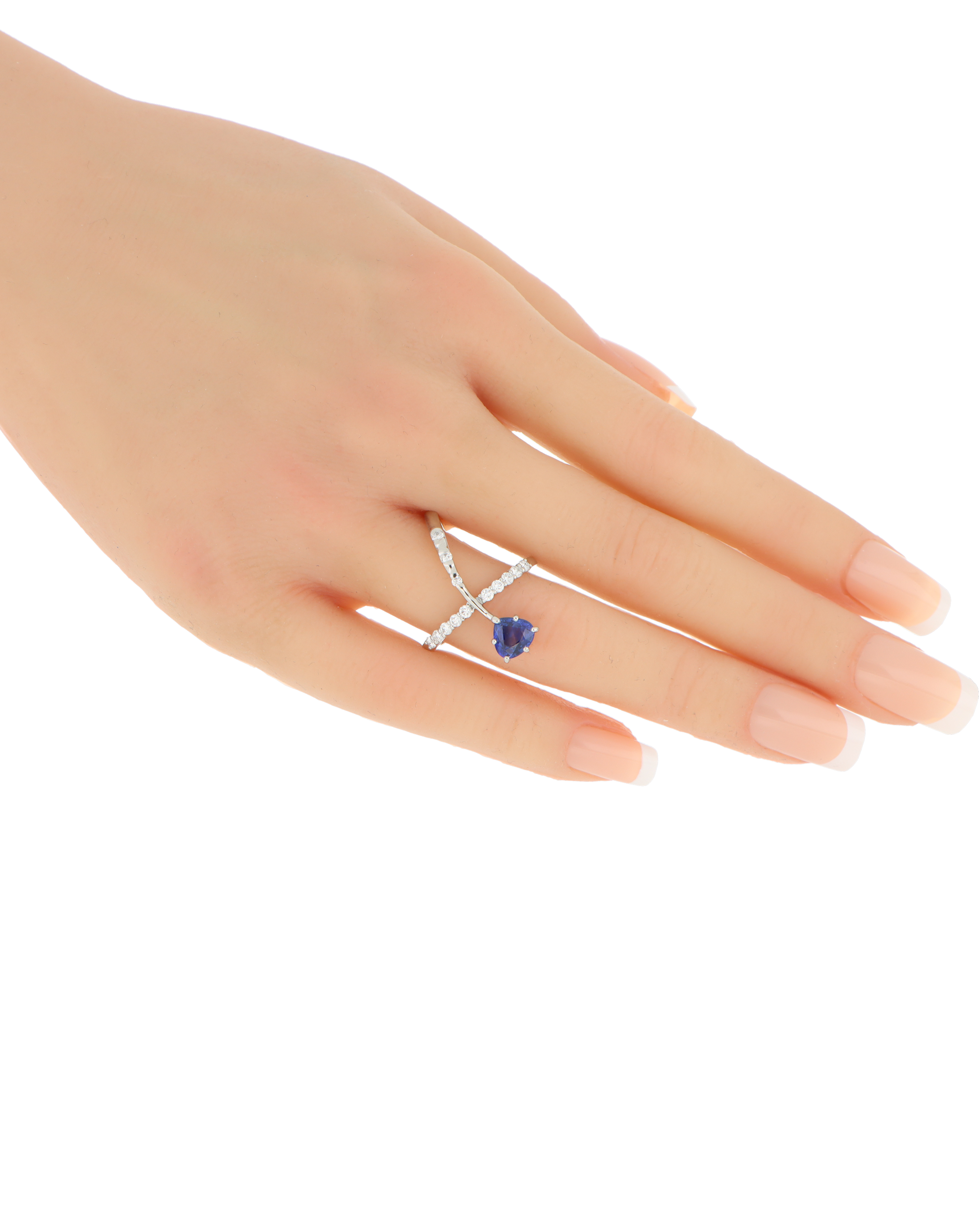 40109 Platinum Pear-Cut Sapphire Ring with Diamond Accents – 1.21ct