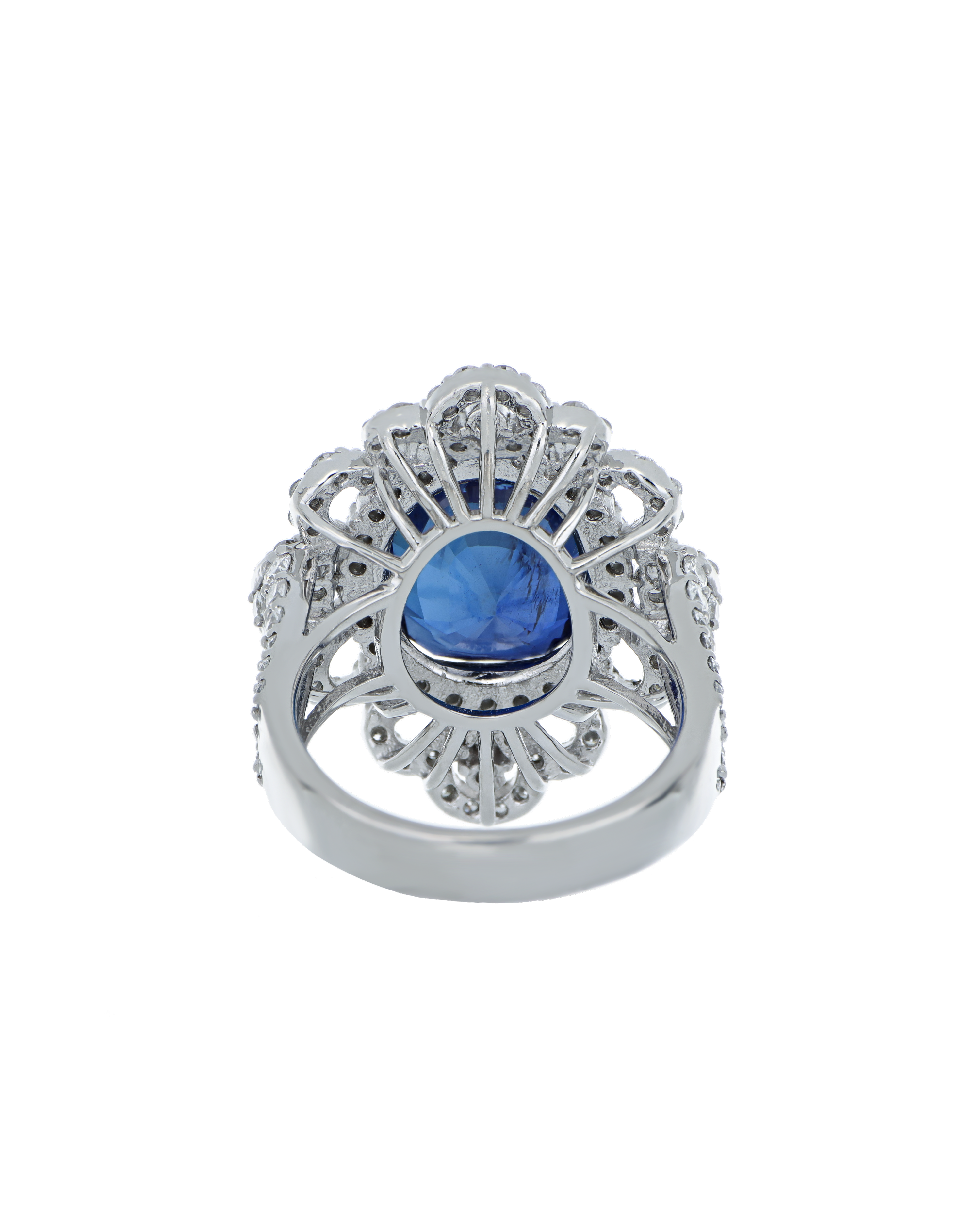Natural Blue Sapphire And Platinum Ring In Cushion Cut