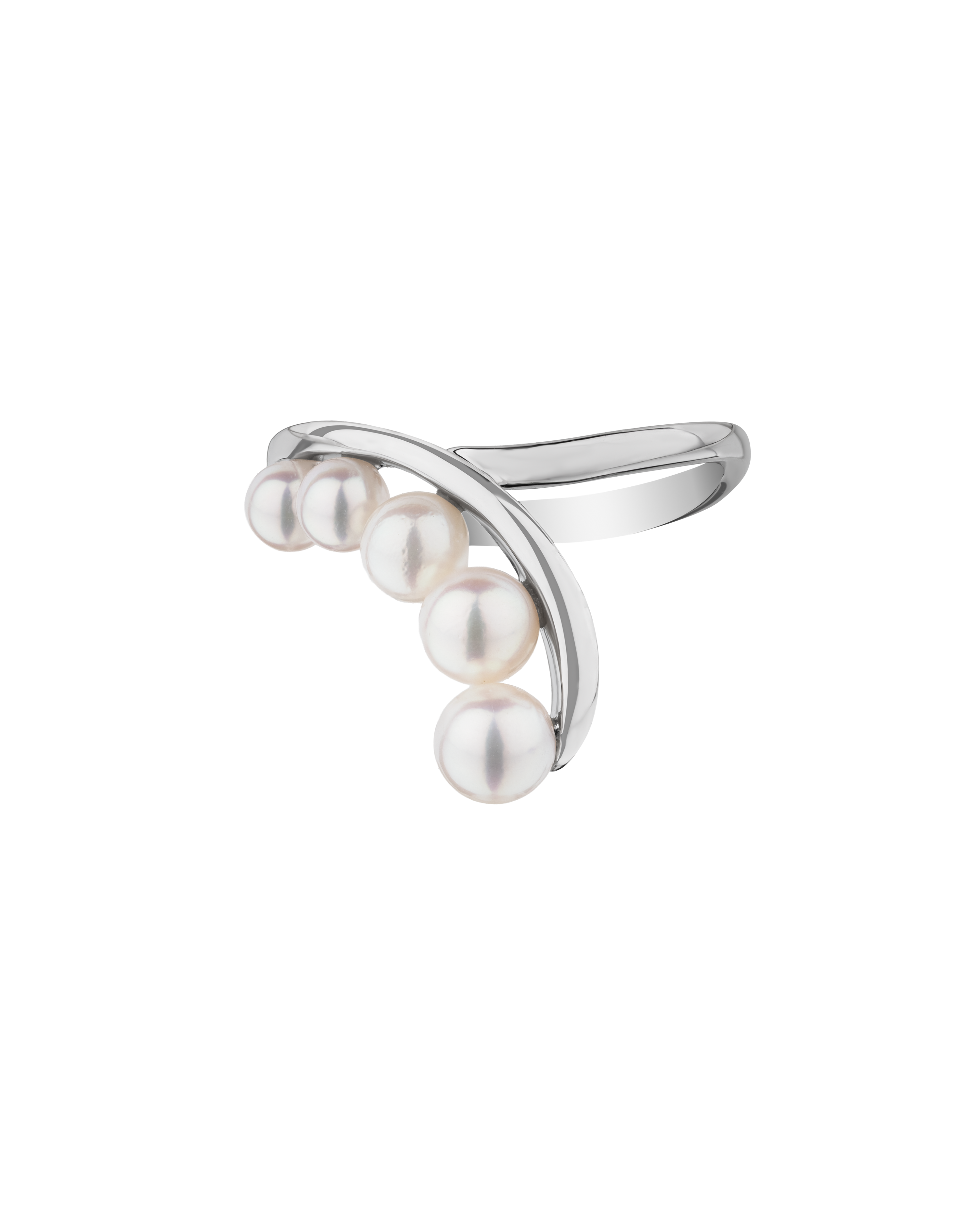Platinum Akoya Baby Pearl Curved Ring 3ct