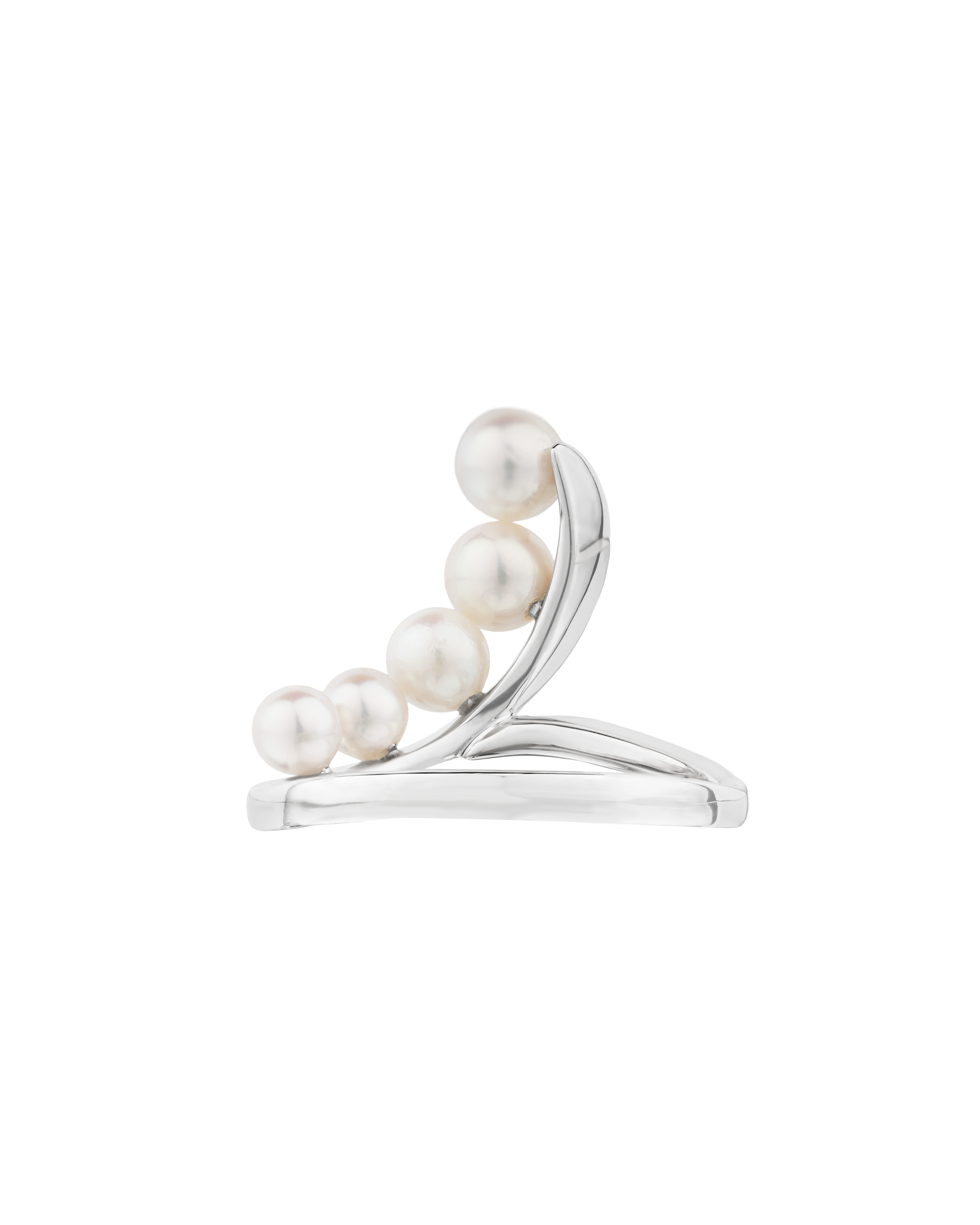 Platinum Akoya Baby Pearl Curved Ring 3ct
