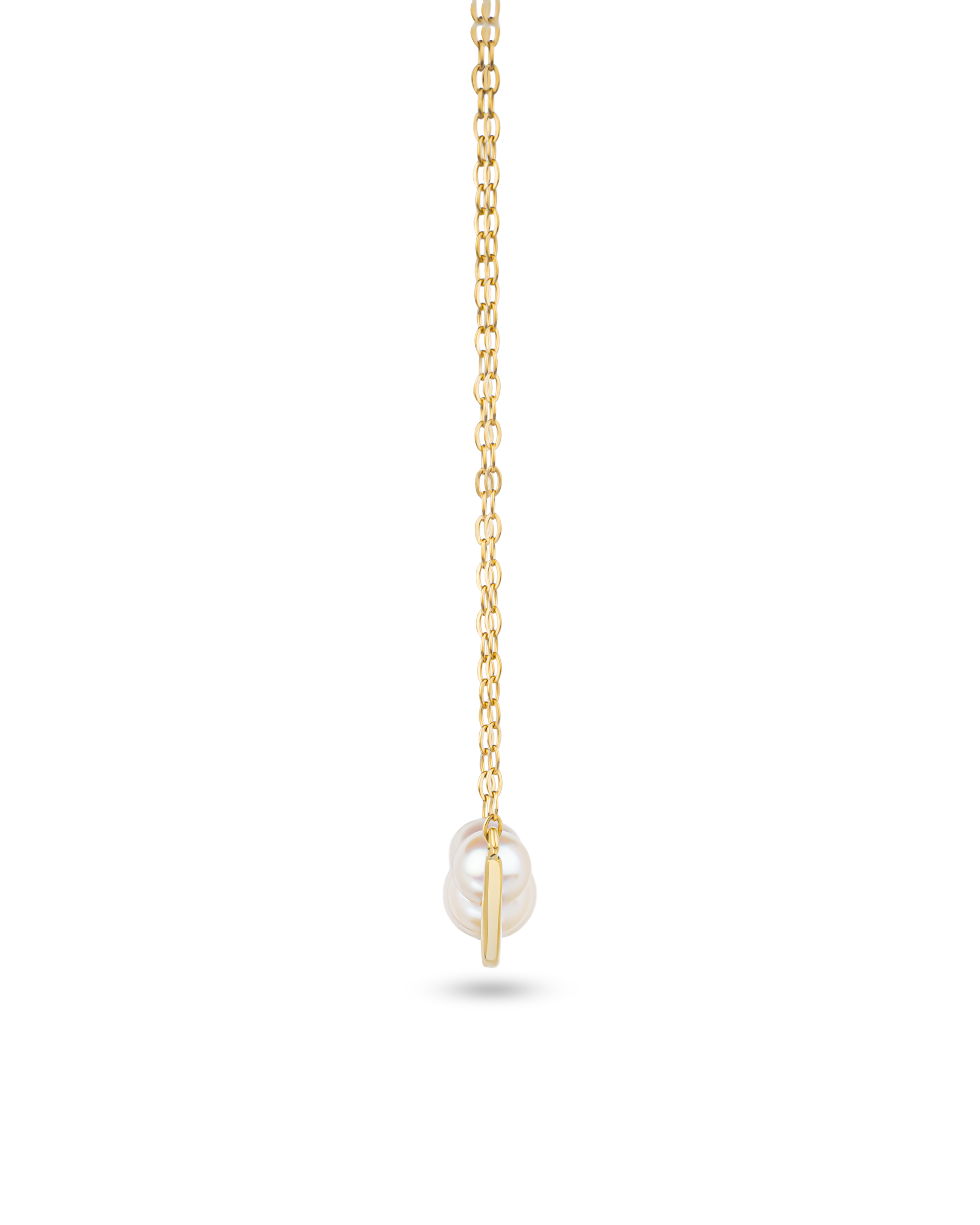 Yellow Gold Akoya Pearl Bar Necklace