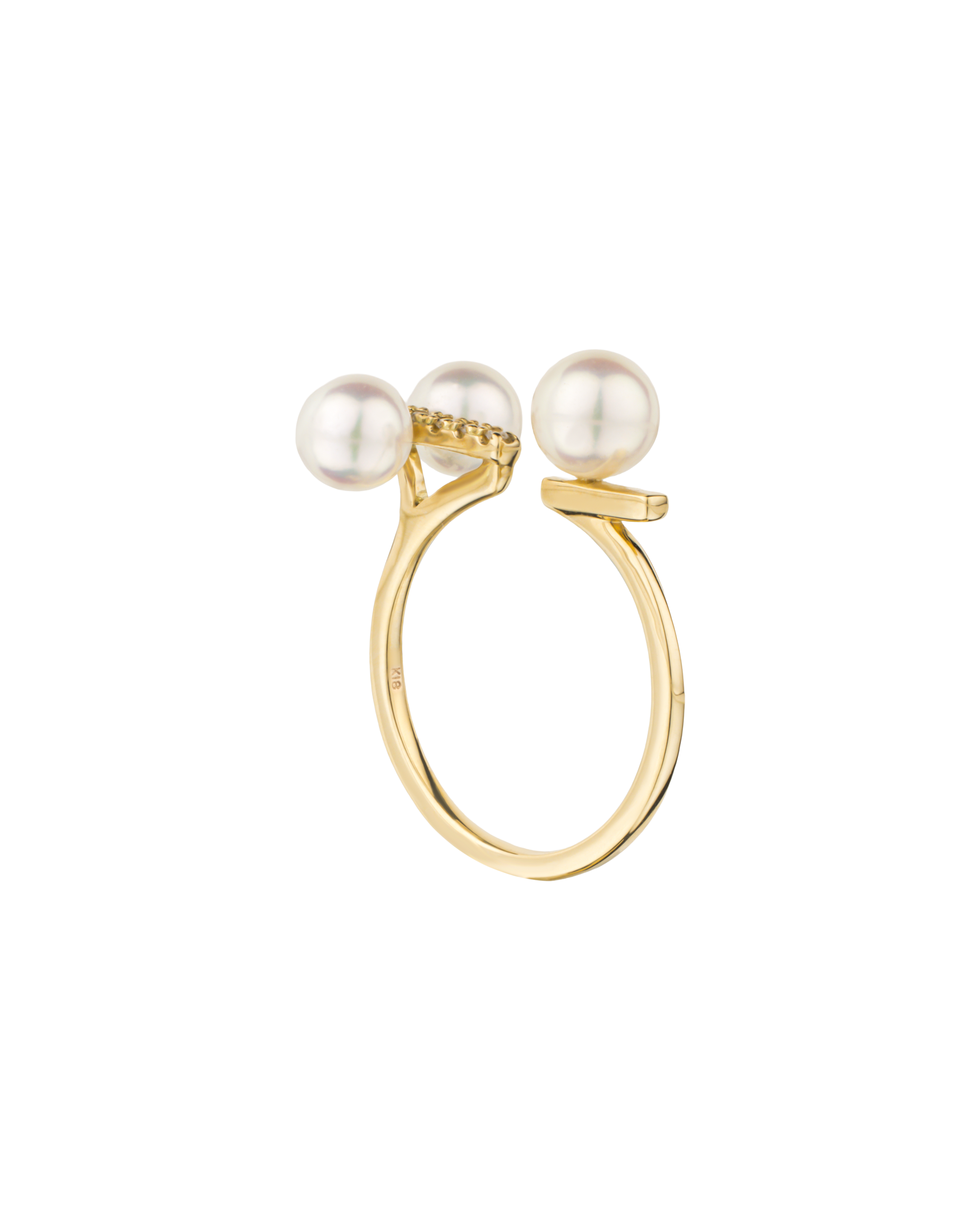 K18 Yellow Gold Akoya Baby Pearl Ring