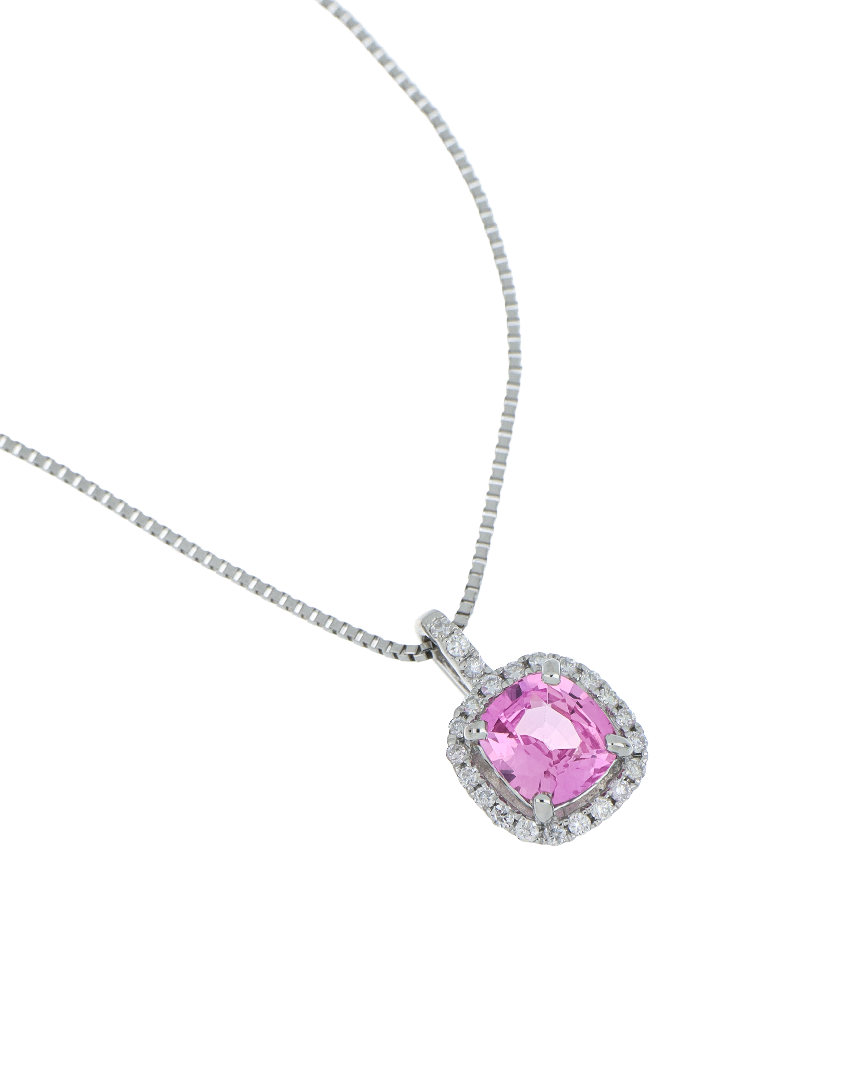 Rare Padparadscha Sapphire Pendant With Accented Diamonds