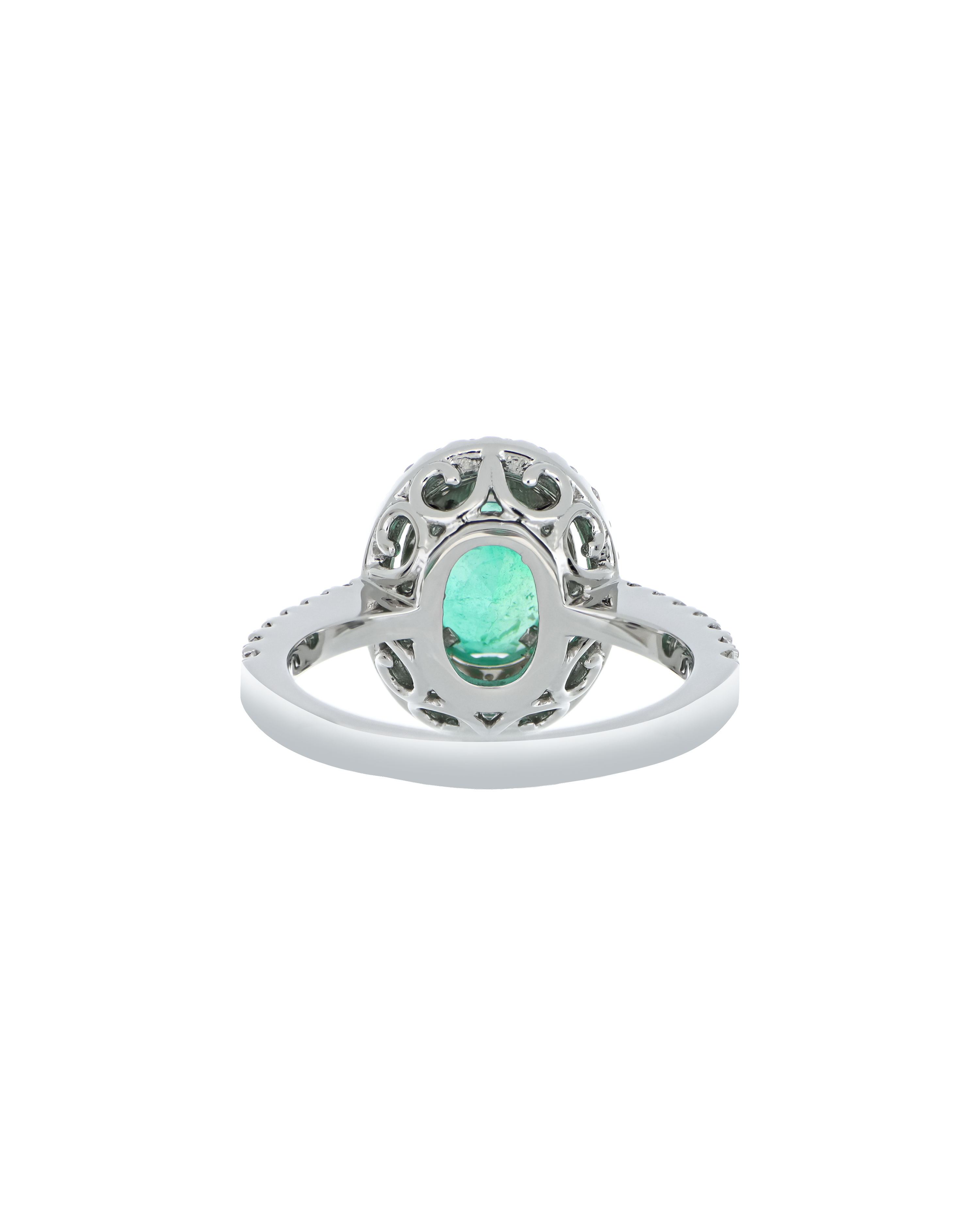 Certified Emerald Ring in Platinum with Diamond Halo
