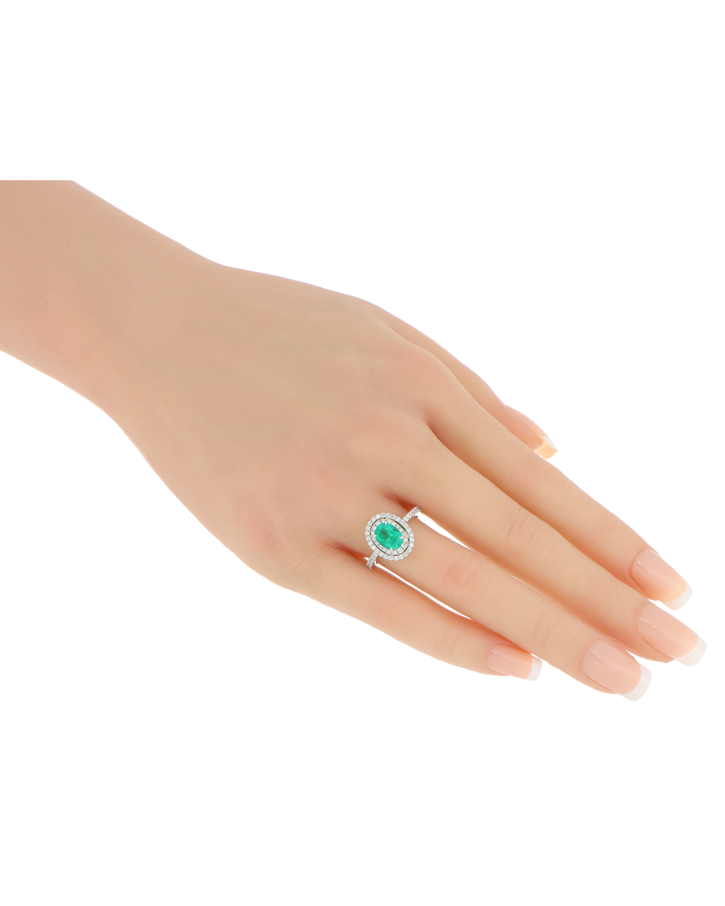 Certified Emerald Ring in Platinum with Diamond Halo