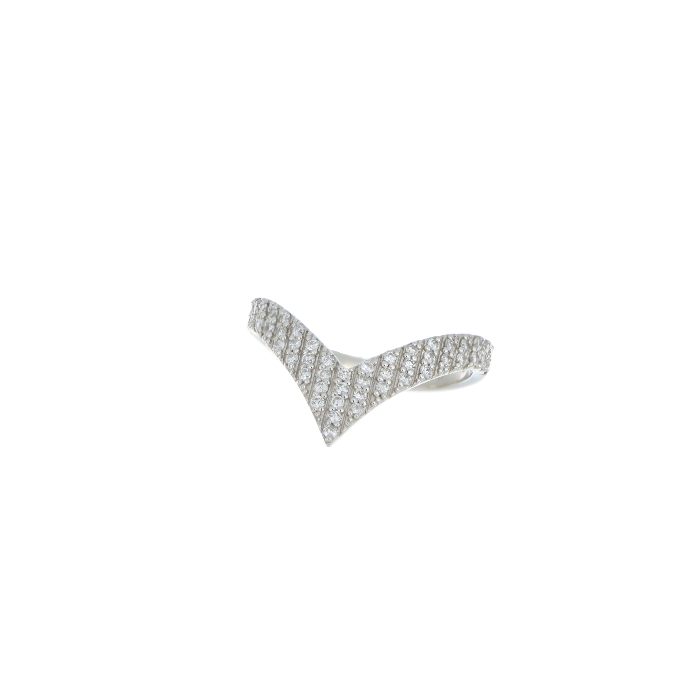 40007 Platinum 900 V-Shaped Diamond Multi-Stone Ring