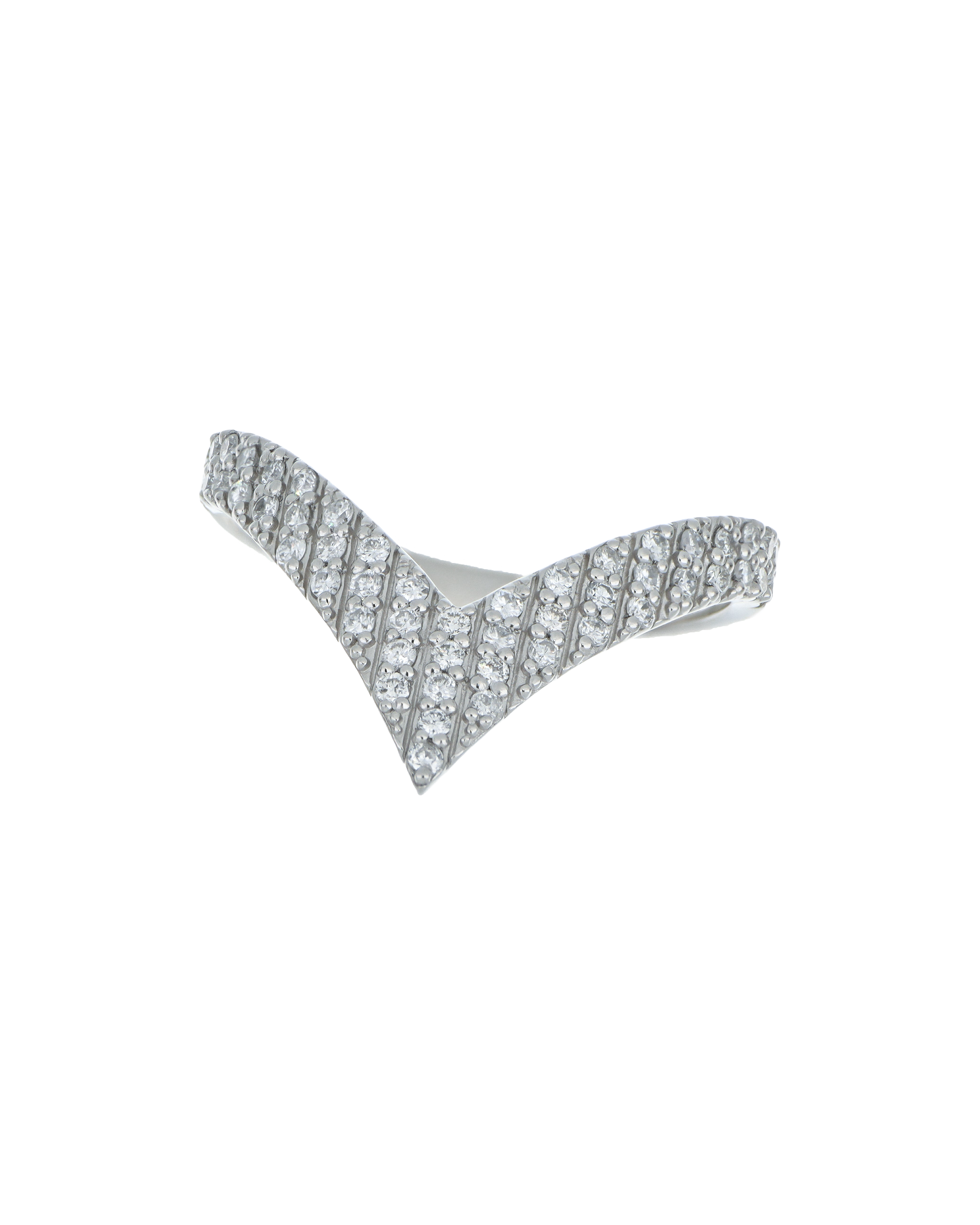 V-Shaped Diamond Multi-Stone Ring for Women