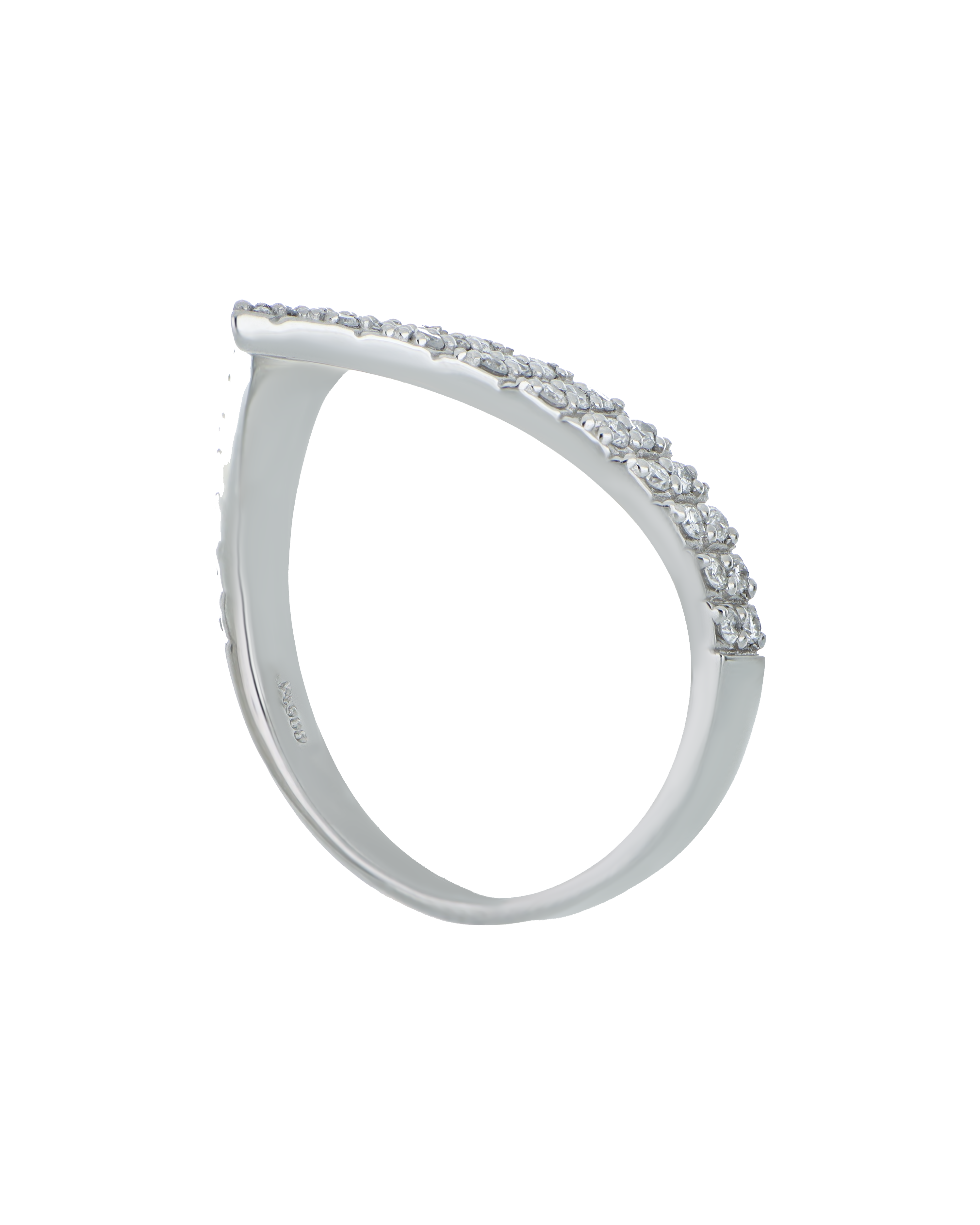 V-Shaped Diamond Multi-Stone Ring for Women