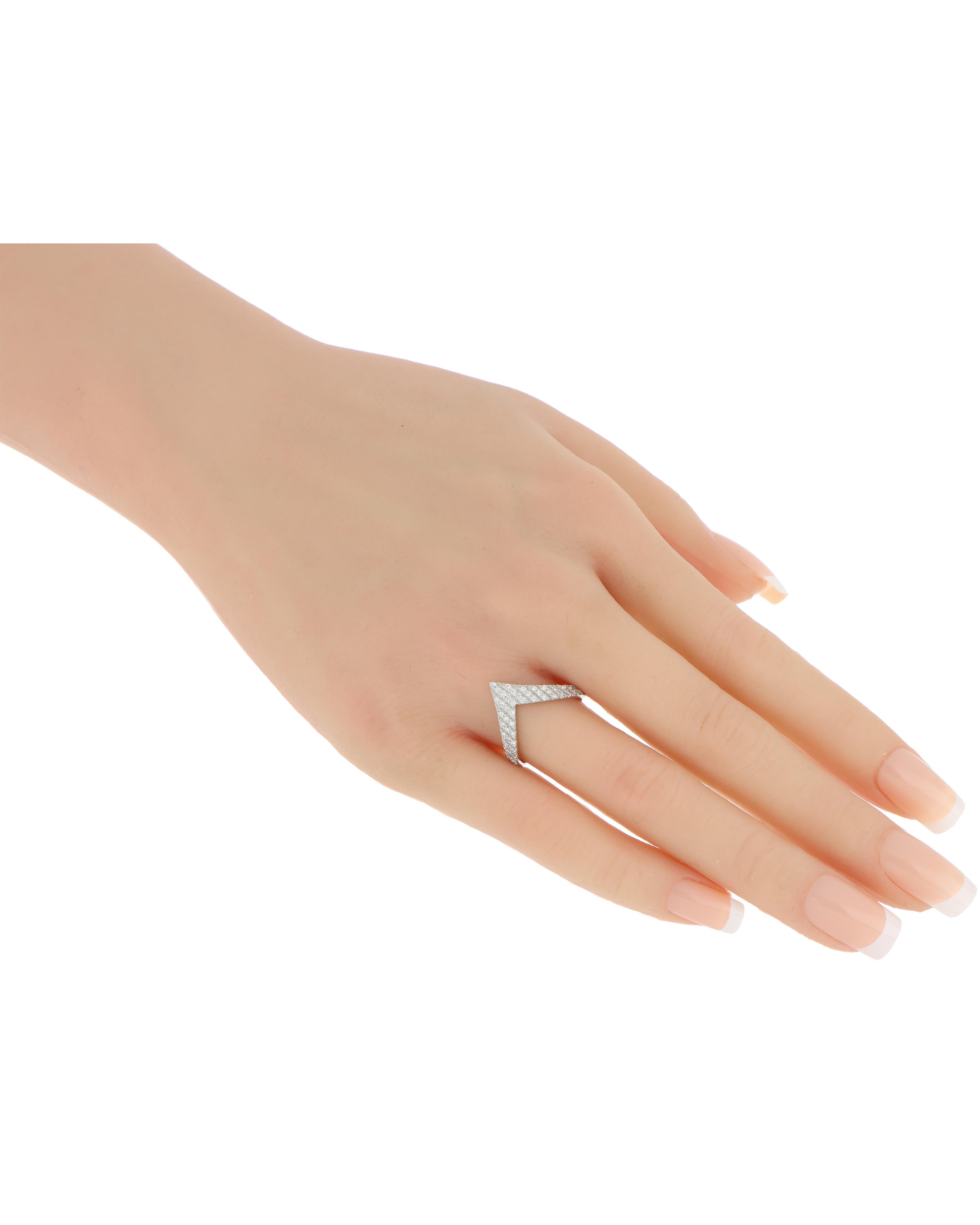 V-Shaped Diamond Multi-Stone Ring for Women