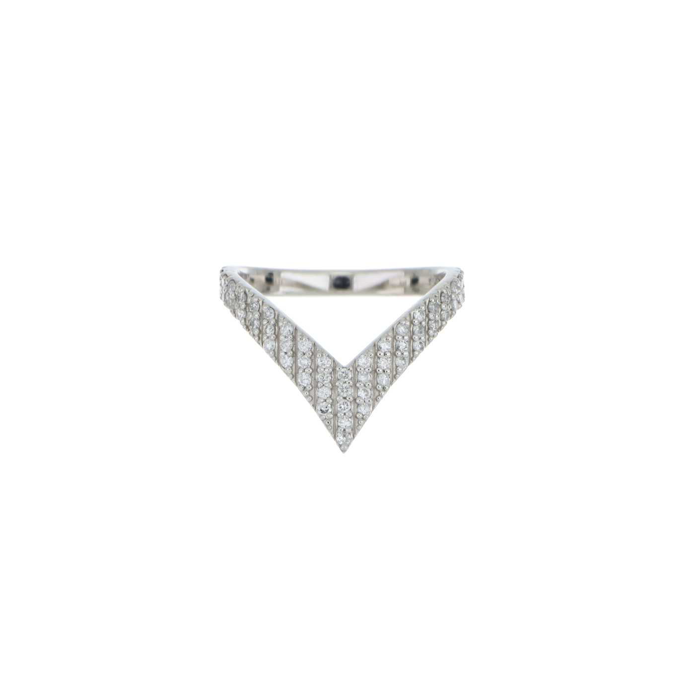 40007 Platinum 900 V-Shaped Diamond Multi-Stone Ring