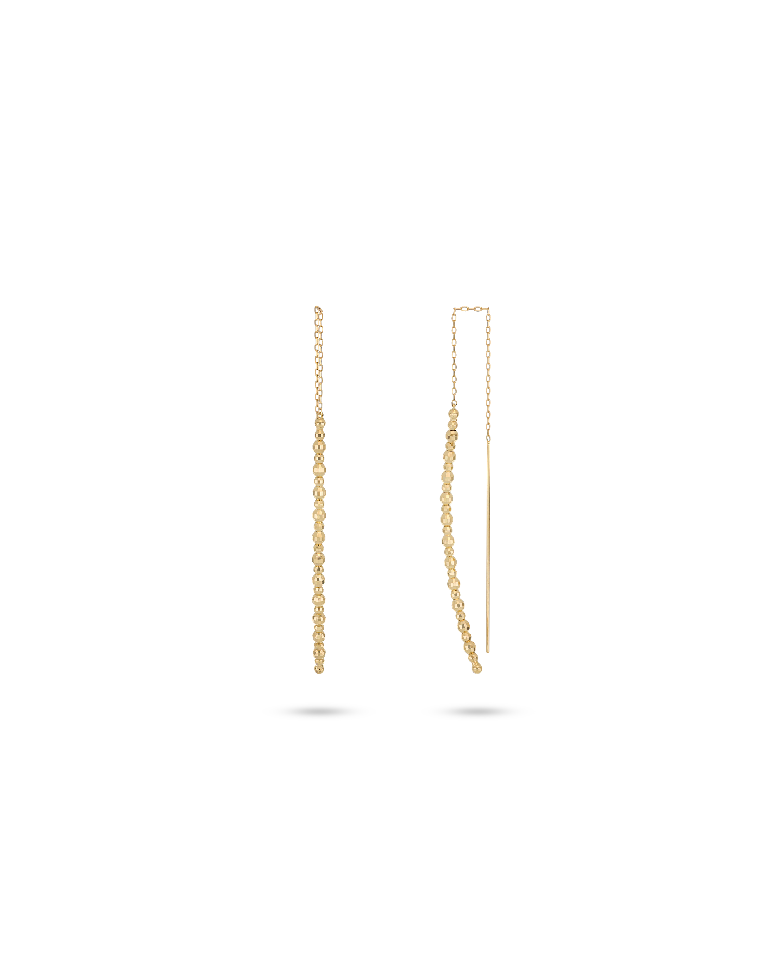 Yellow Gold Linear Drop Earrings Contemporary Design