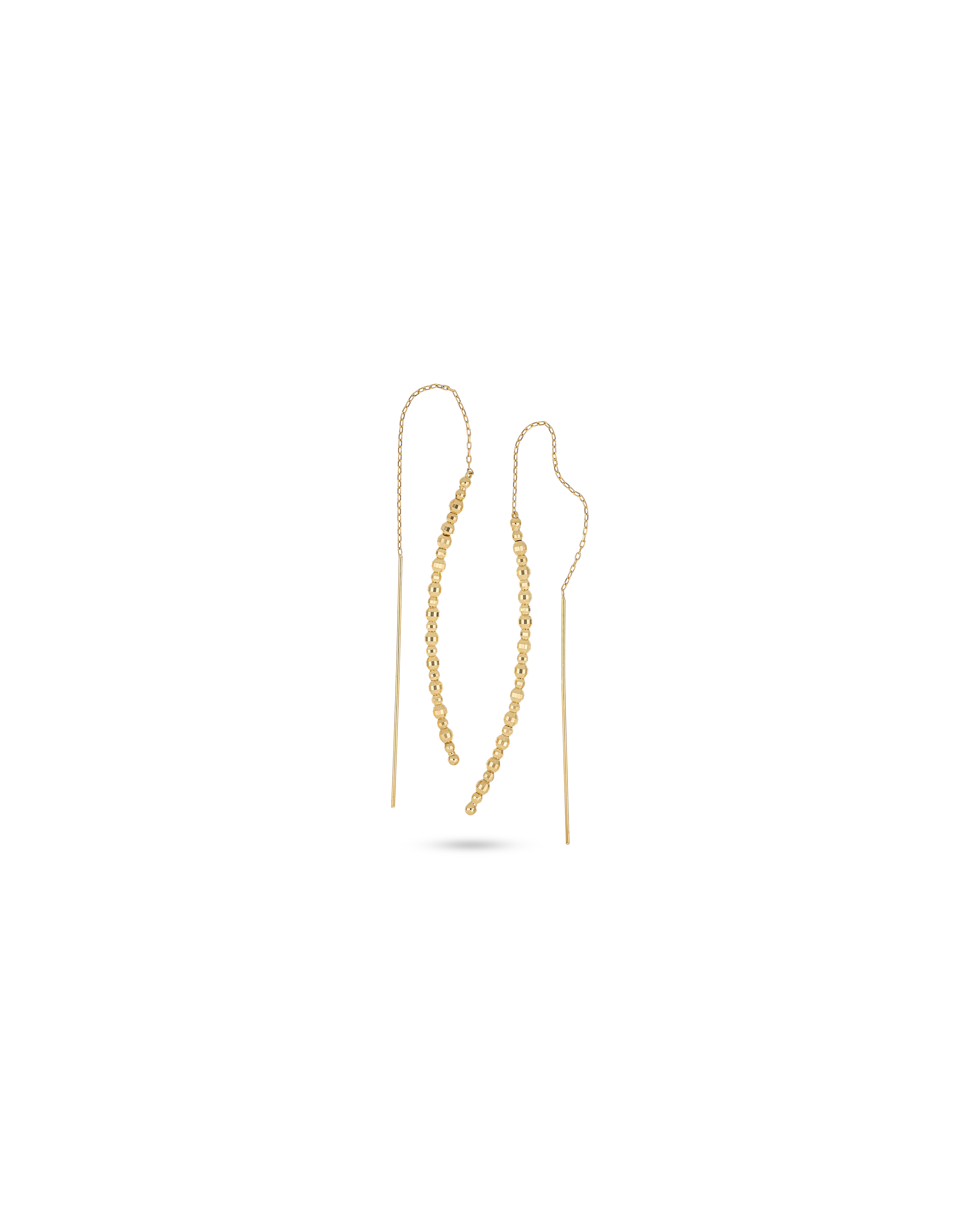Yellow Gold Linear Drop Earrings Contemporary Design