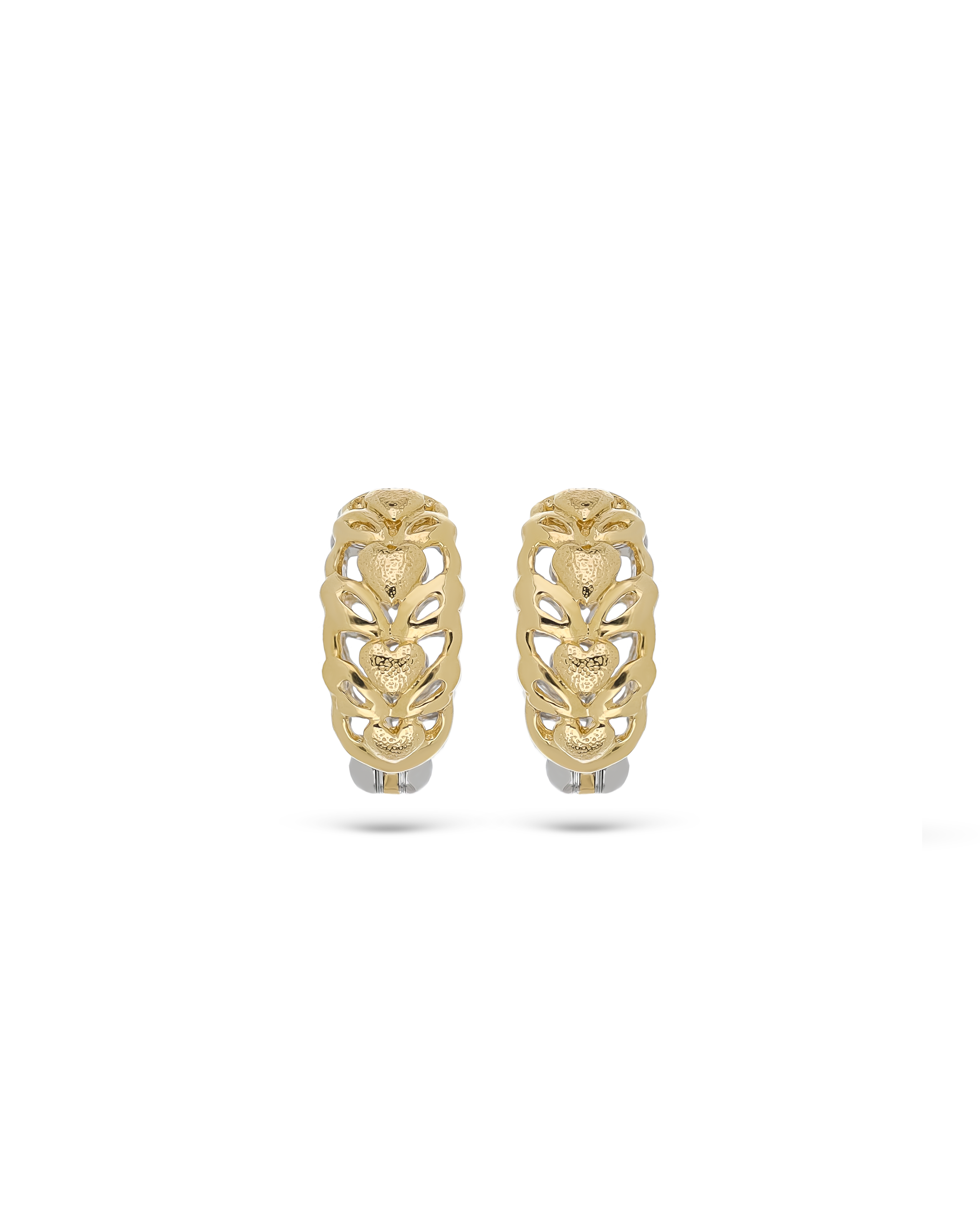 Intricate Heart-Patterned White & Yellow Toned Ear Cuff