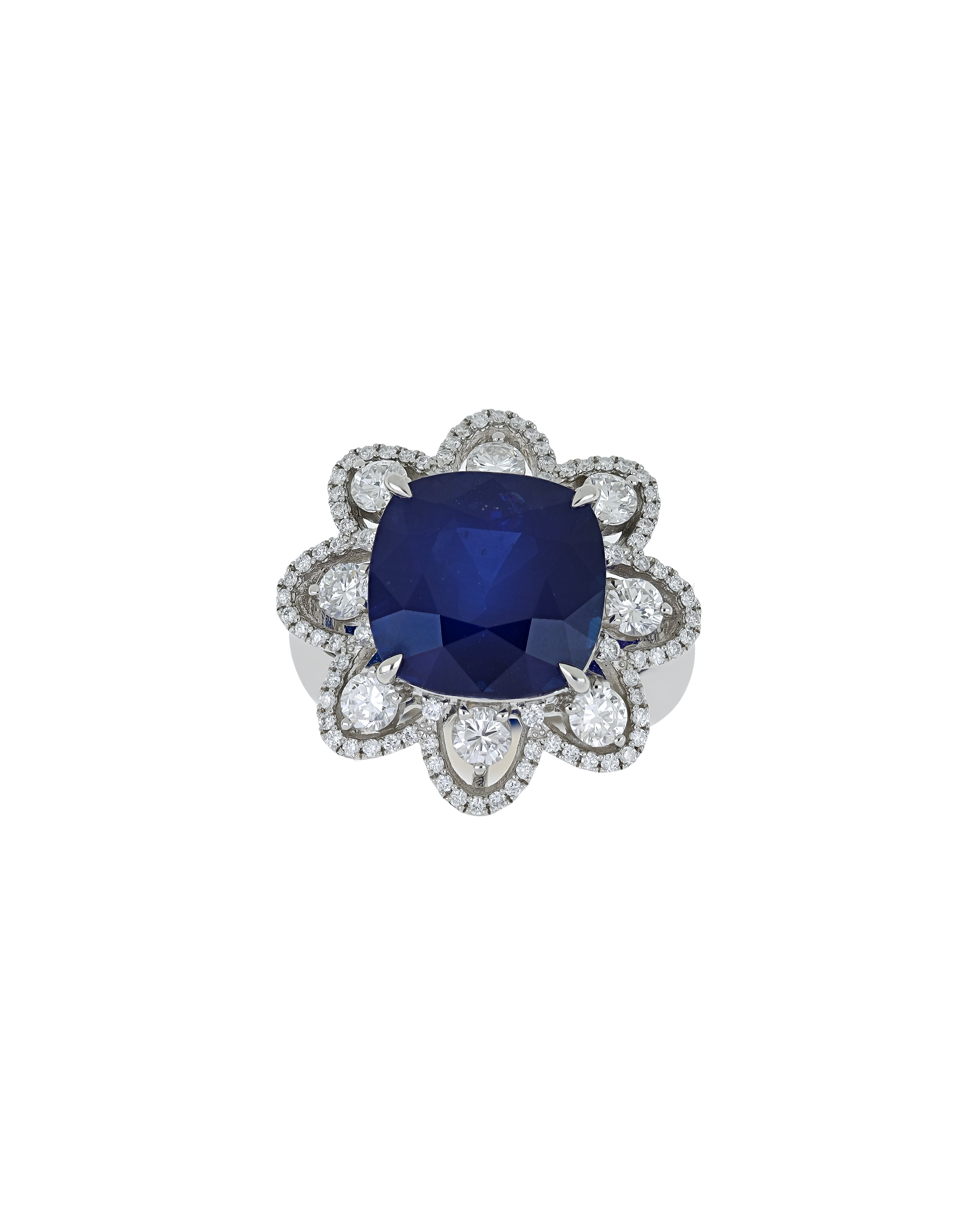 Sri Lankan Sapphire Platinum Ring In Corn Flower Blue