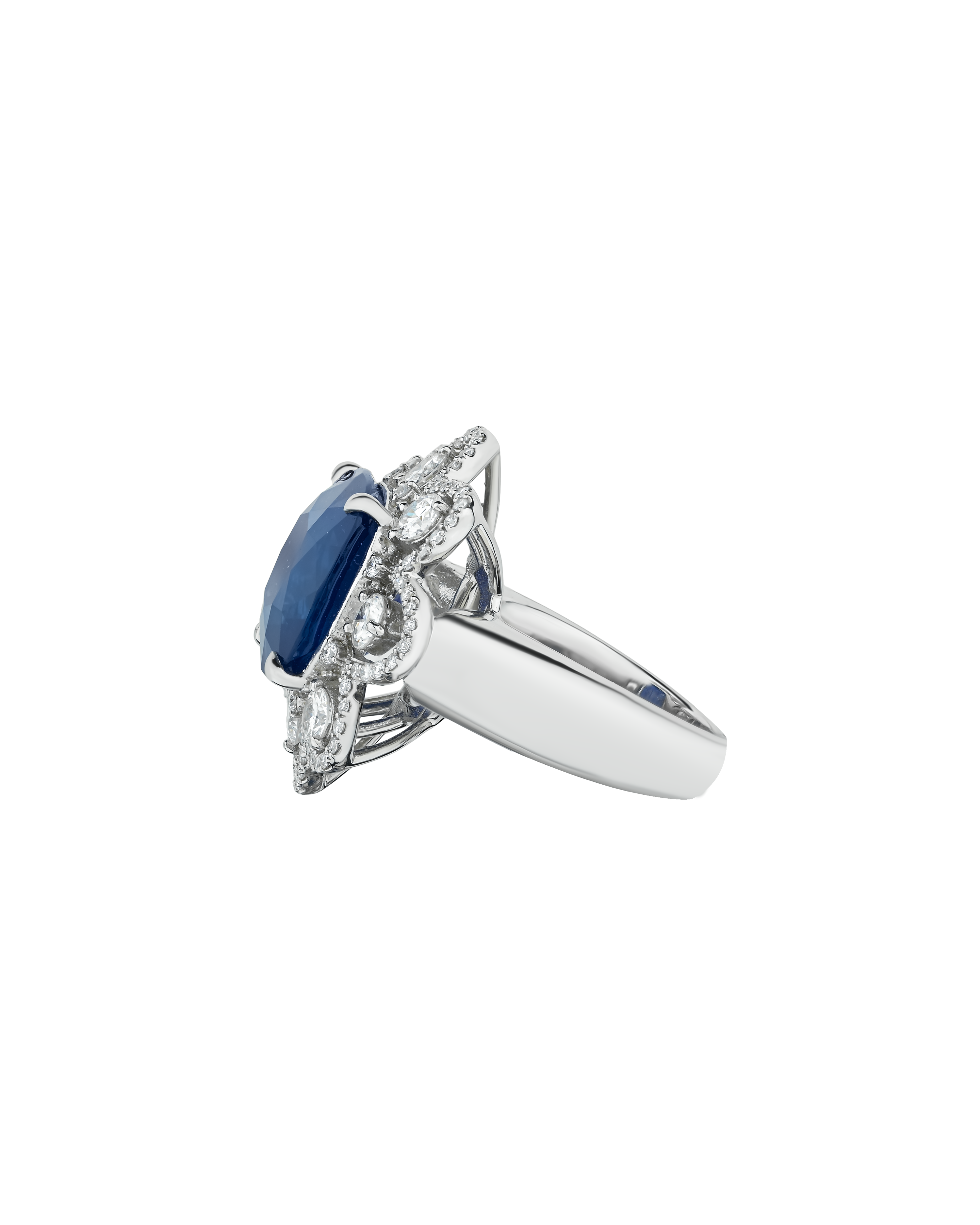 Sri Lankan Sapphire Platinum Ring In Corn Flower Blue