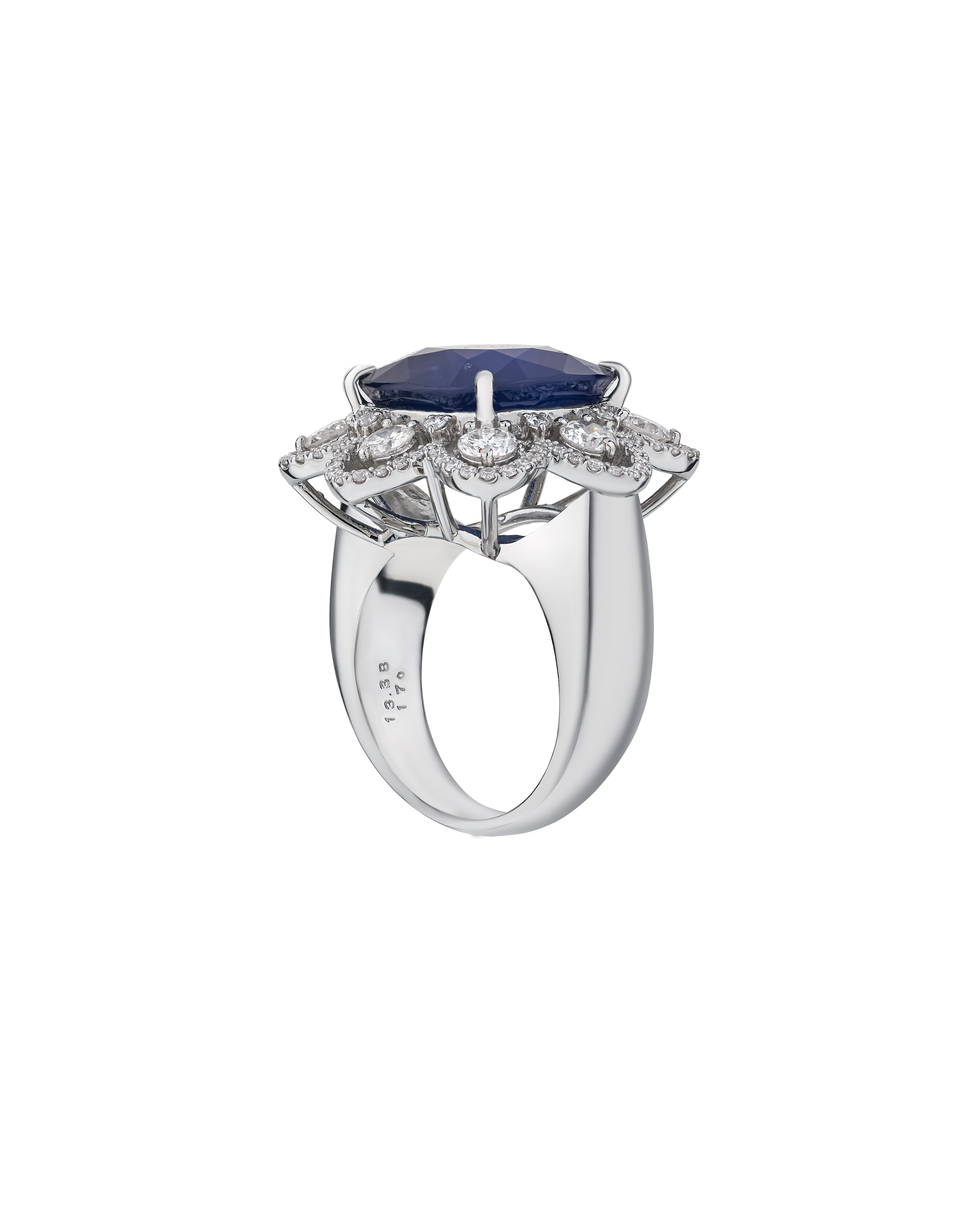 Sri Lankan Sapphire Platinum Ring In Corn Flower Blue